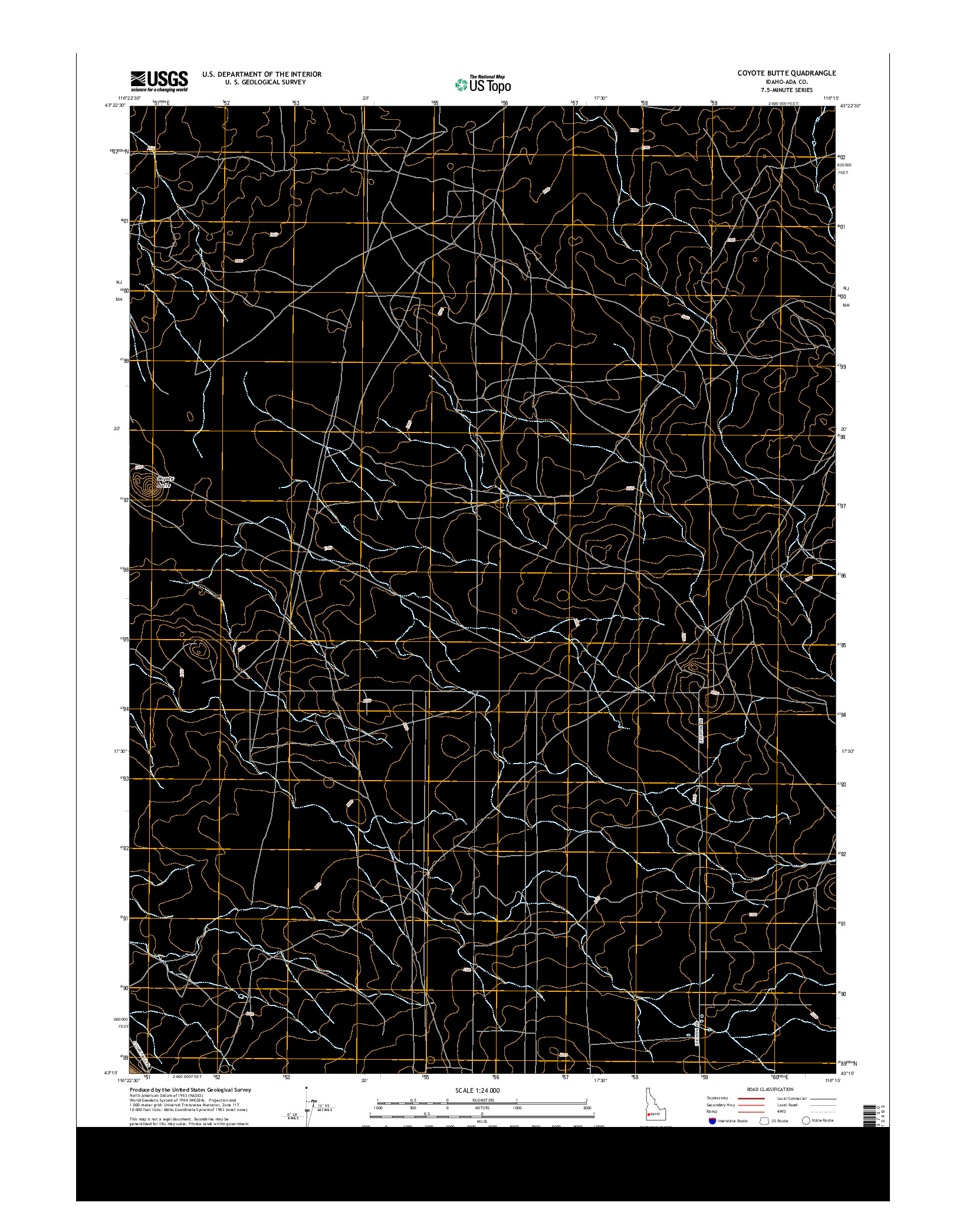 USGS US TOPO 7.5-MINUTE MAP FOR COYOTE BUTTE, ID 2013