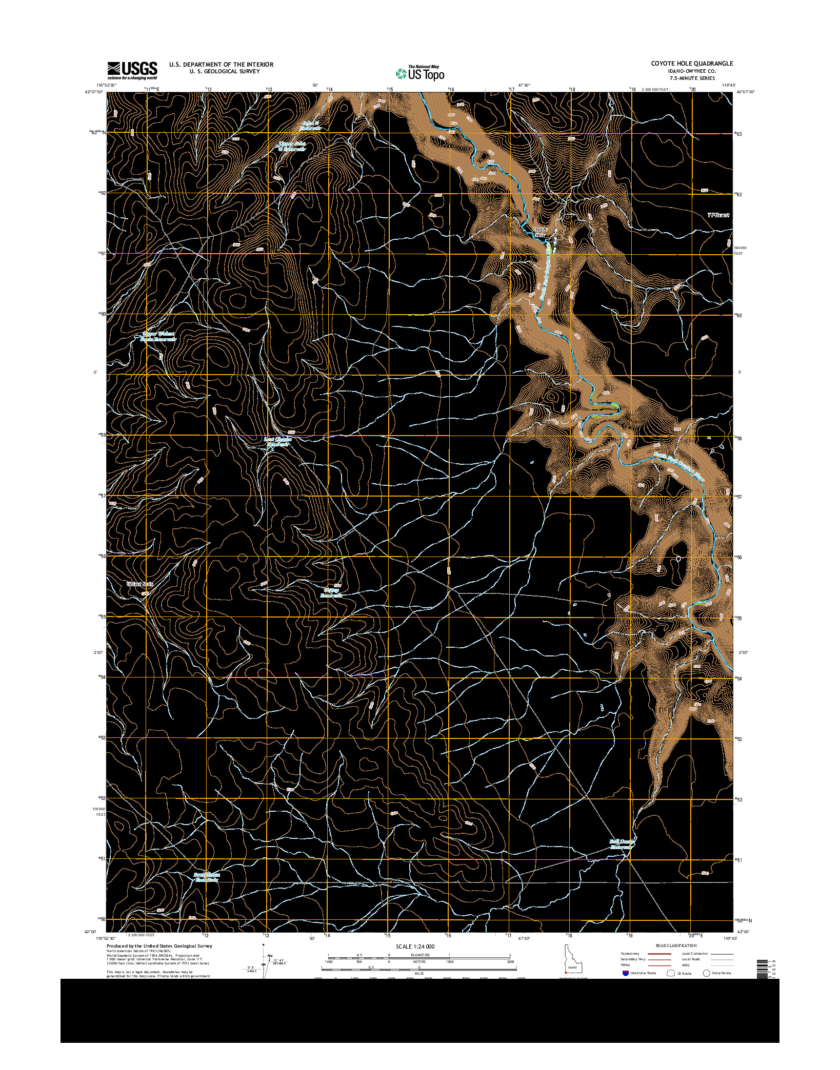 USGS US TOPO 7.5-MINUTE MAP FOR COYOTE HOLE, ID 2013