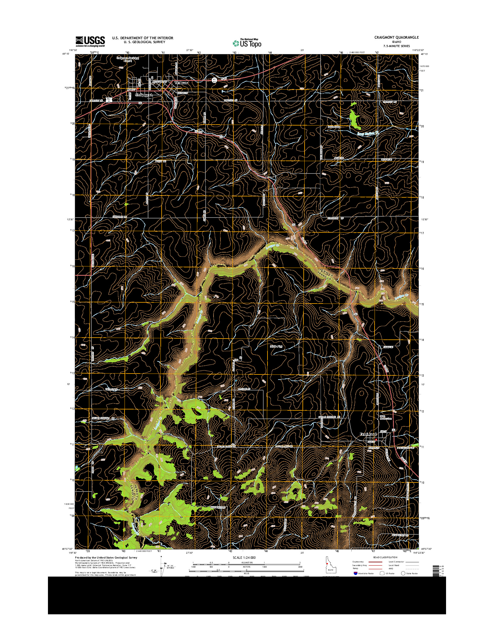 USGS US TOPO 7.5-MINUTE MAP FOR CRAIGMONT, ID 2013