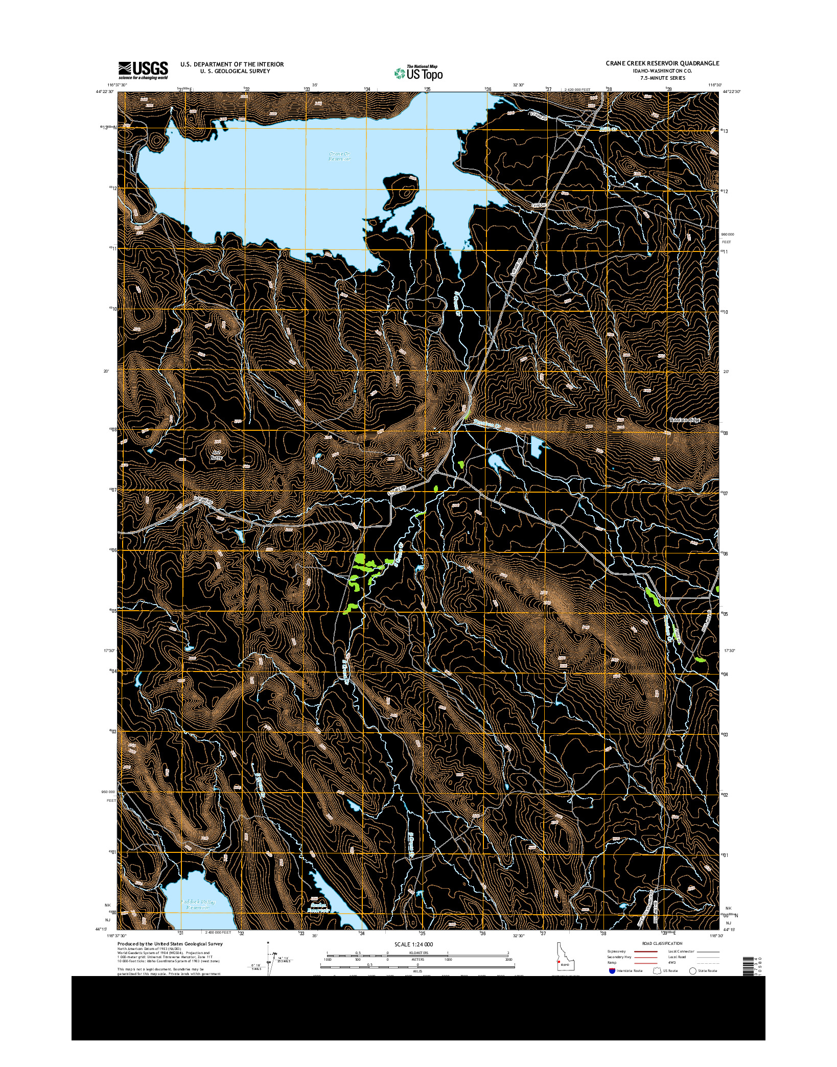 USGS US TOPO 7.5-MINUTE MAP FOR CRANE CREEK RESERVOIR, ID 2013