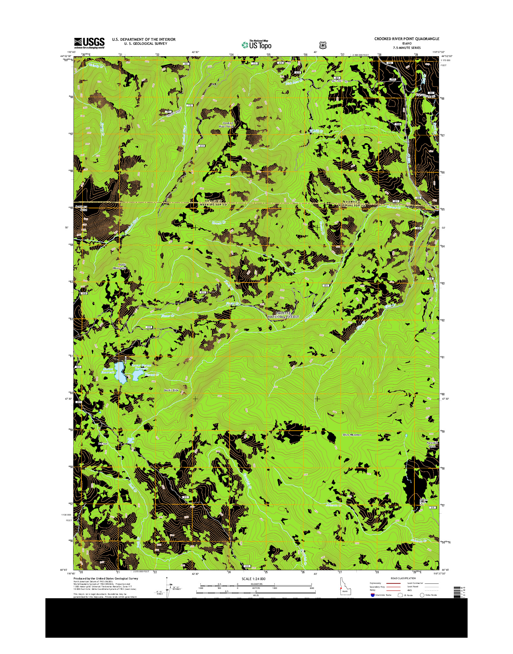 USGS US TOPO 7.5-MINUTE MAP FOR CROOKED RIVER POINT, ID 2013