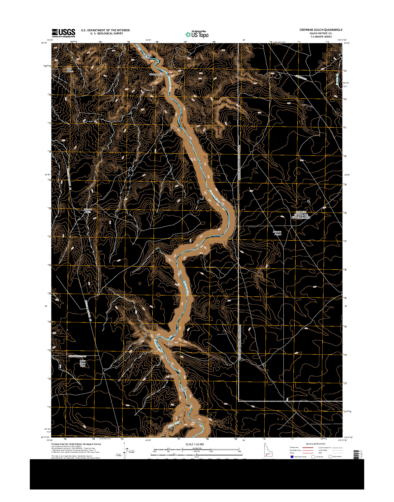 USGS US TOPO 7.5-MINUTE MAP FOR CROWBAR GULCH, ID 2013