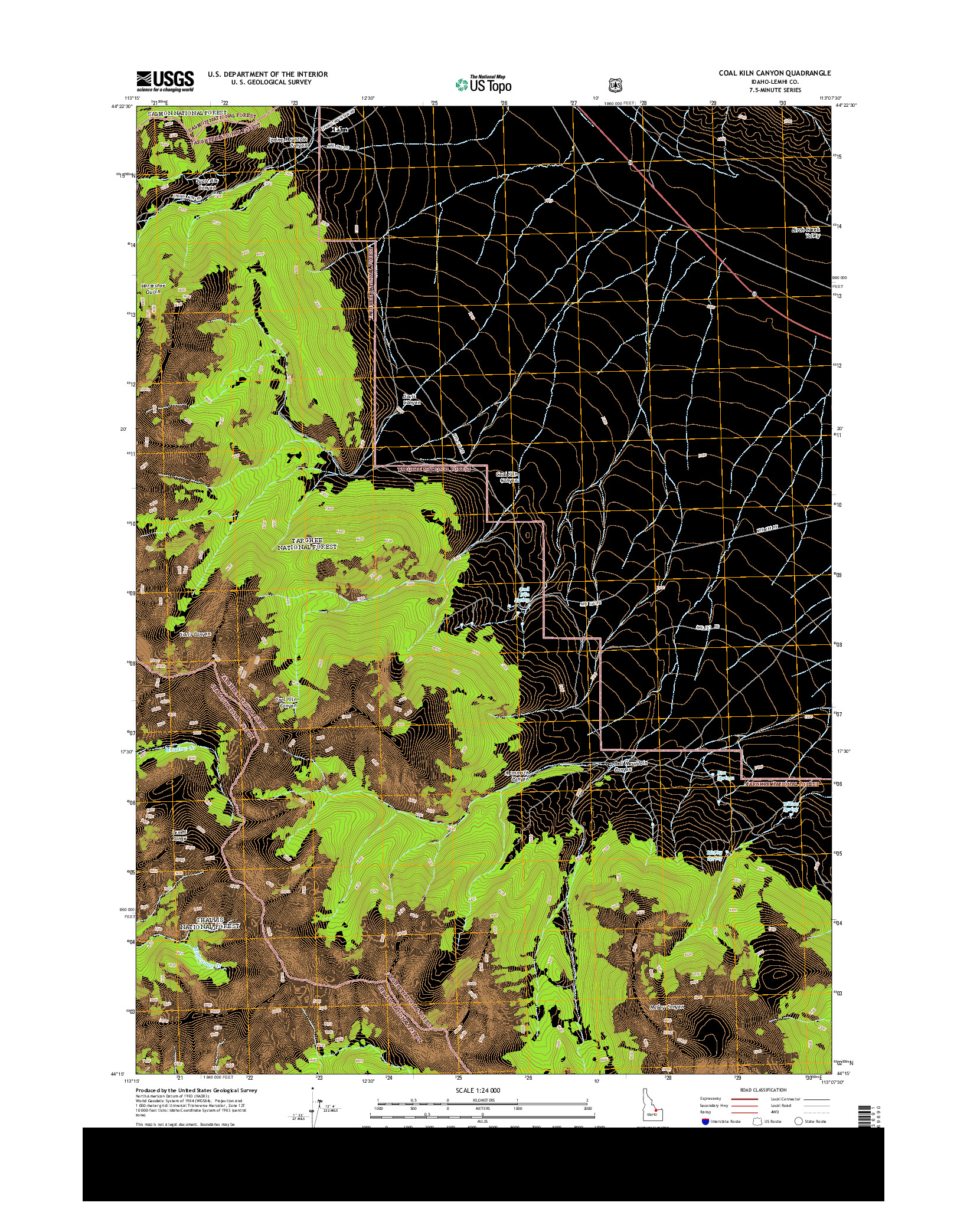 USGS US TOPO 7.5-MINUTE MAP FOR COAL KILN CANYON, ID 2013