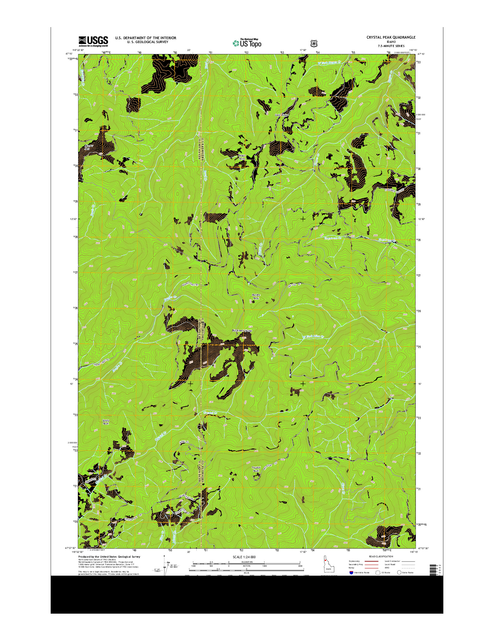 USGS US TOPO 7.5-MINUTE MAP FOR CRYSTAL PEAK, ID 2013