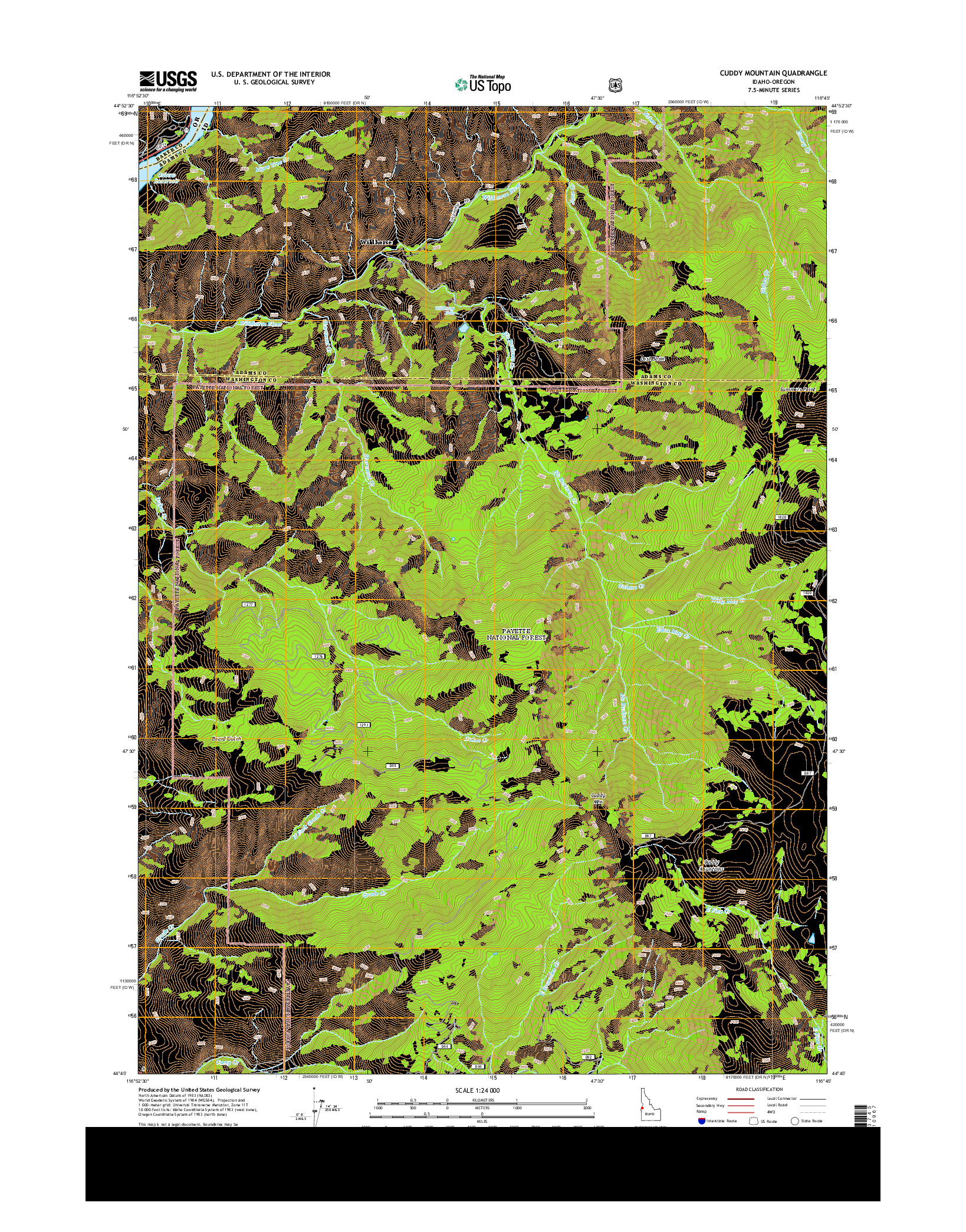 USGS US TOPO 7.5-MINUTE MAP FOR CUDDY MOUNTAIN, ID-OR 2013