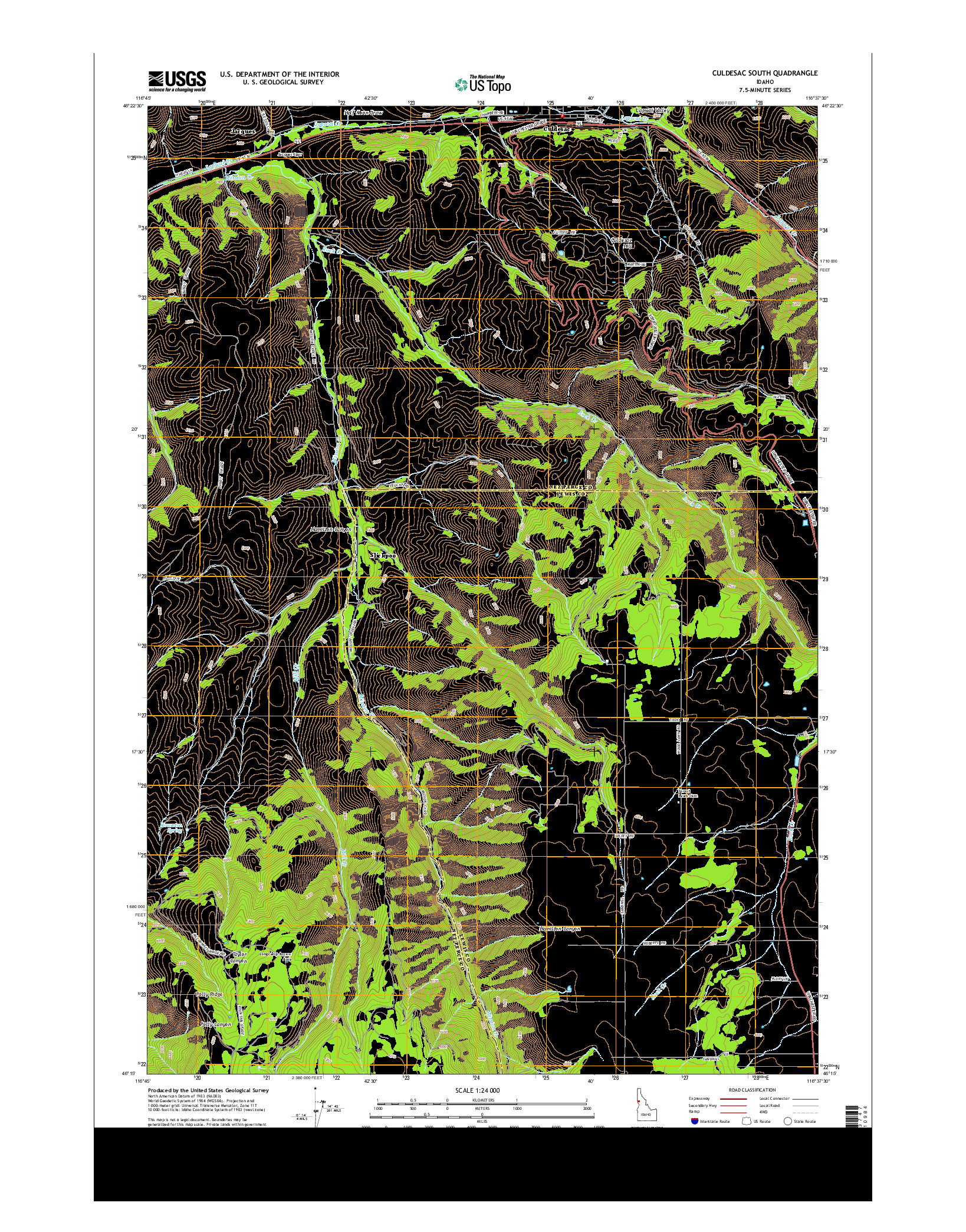 USGS US TOPO 7.5-MINUTE MAP FOR CULDESAC SOUTH, ID 2013
