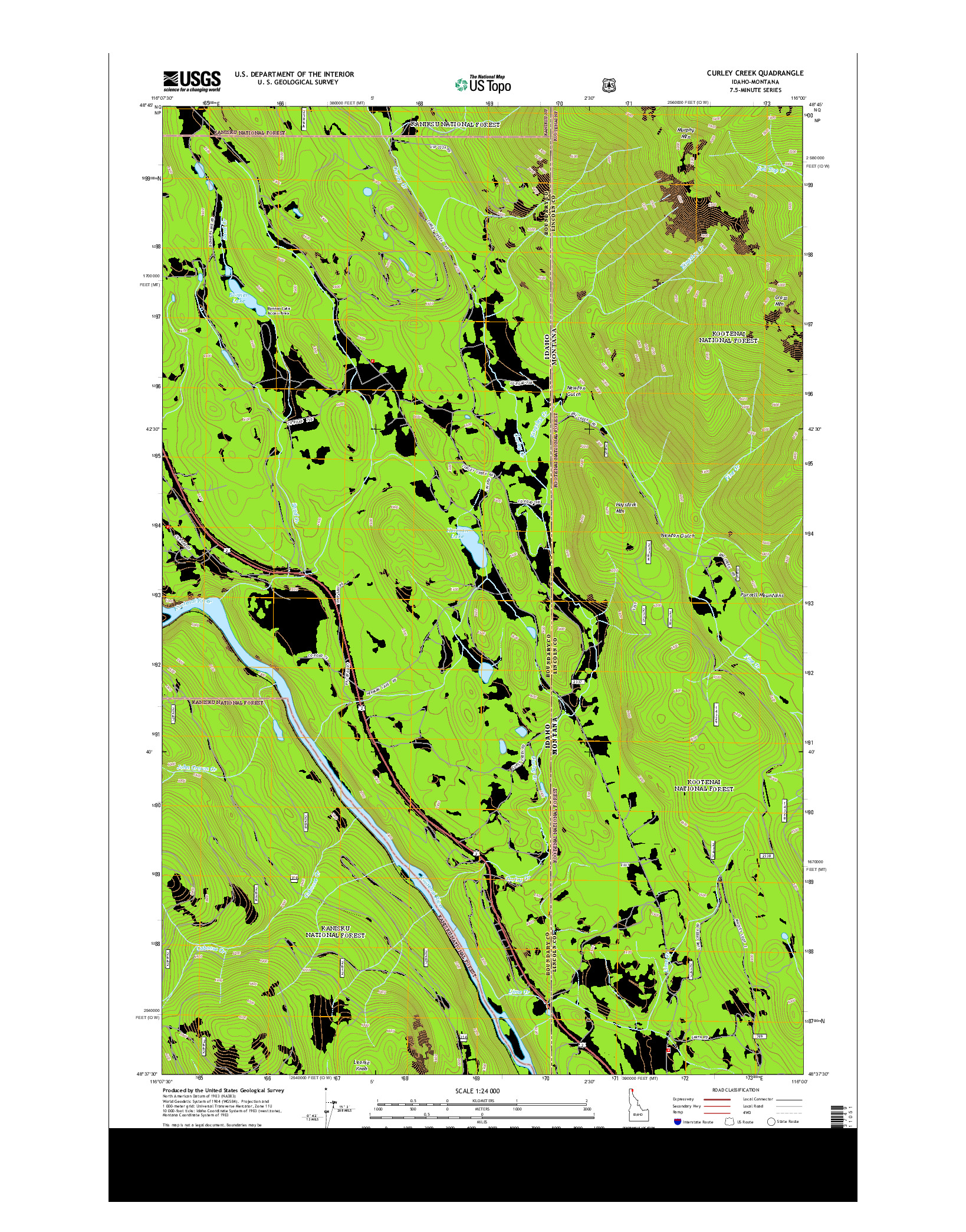 USGS US TOPO 7.5-MINUTE MAP FOR CURLEY CREEK, ID-MT 2013