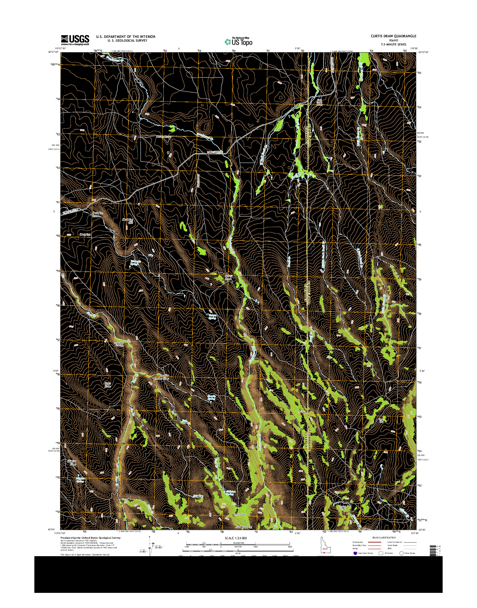 USGS US TOPO 7.5-MINUTE MAP FOR CURTIS DRAW, ID 2013