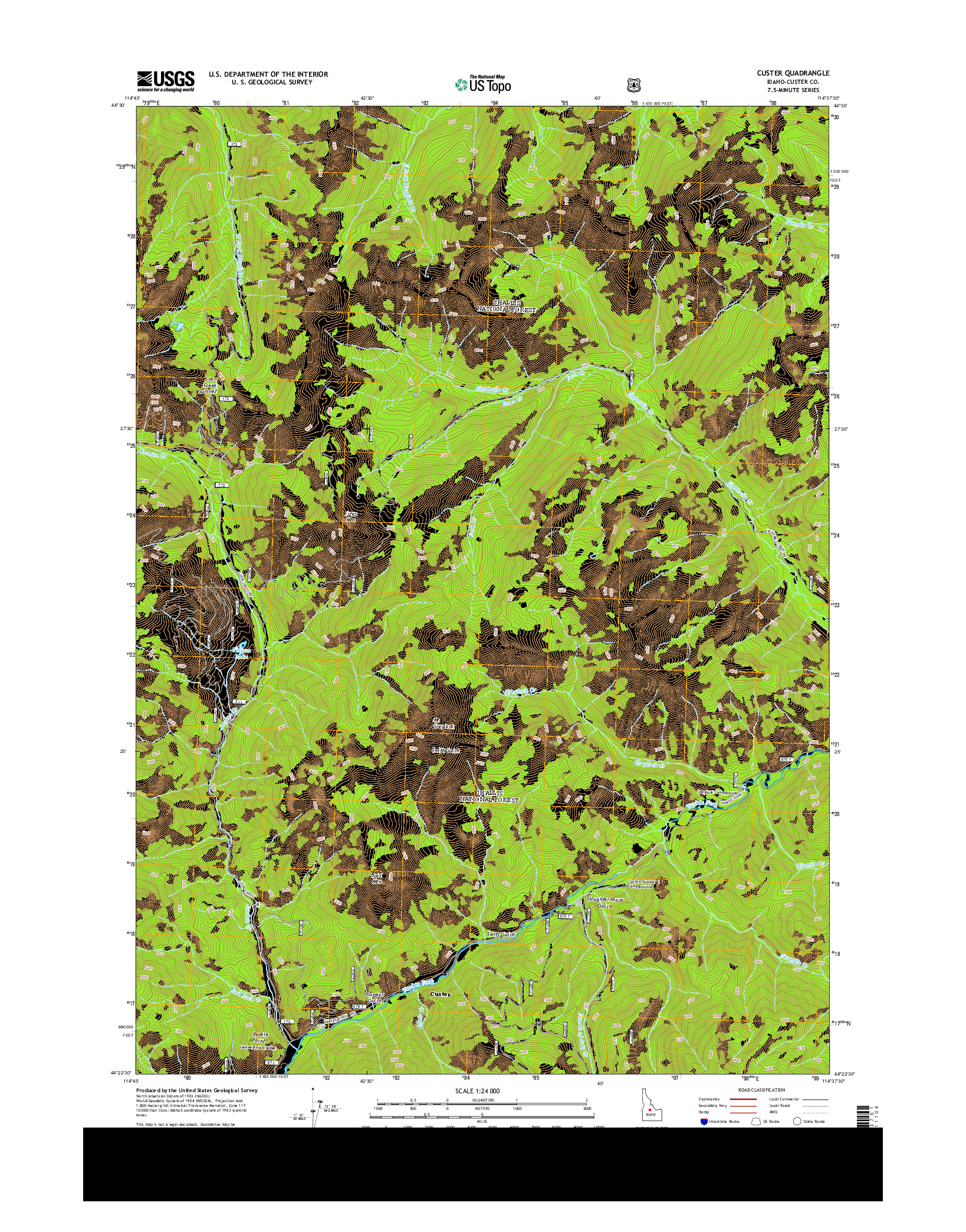 USGS US TOPO 7.5-MINUTE MAP FOR CUSTER, ID 2013