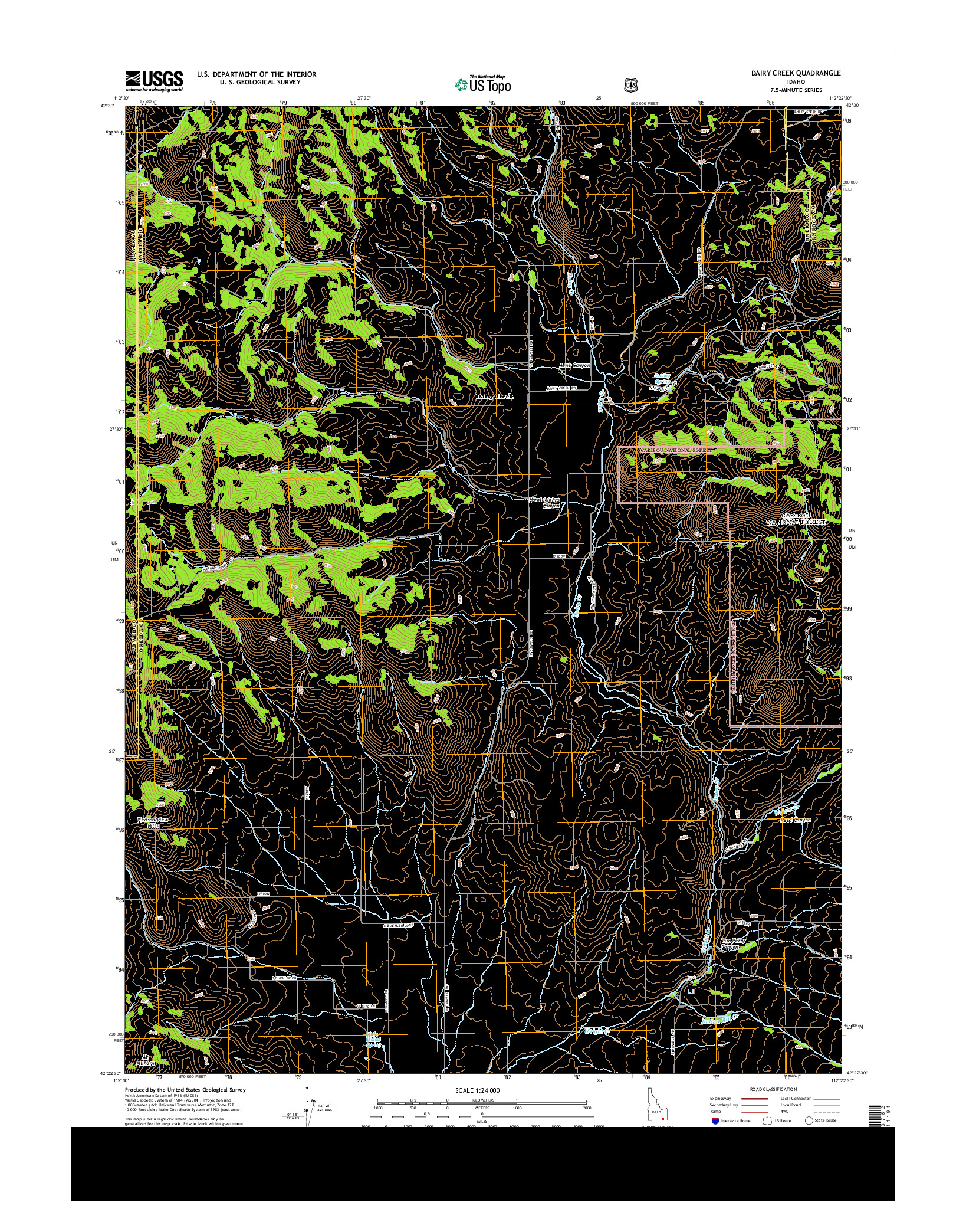 USGS US TOPO 7.5-MINUTE MAP FOR DAIRY CREEK, ID 2013