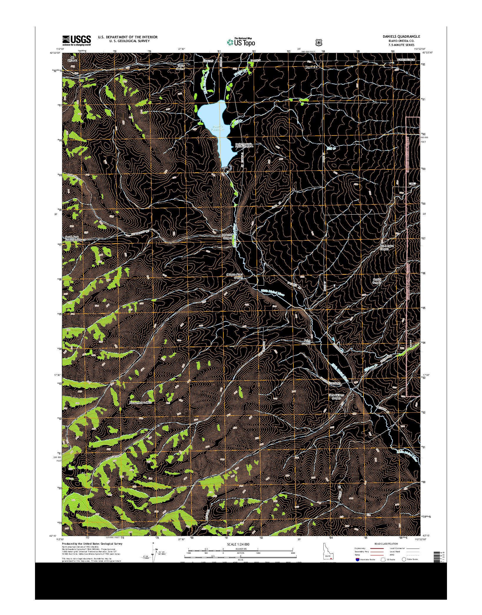 USGS US TOPO 7.5-MINUTE MAP FOR DANIELS, ID 2013