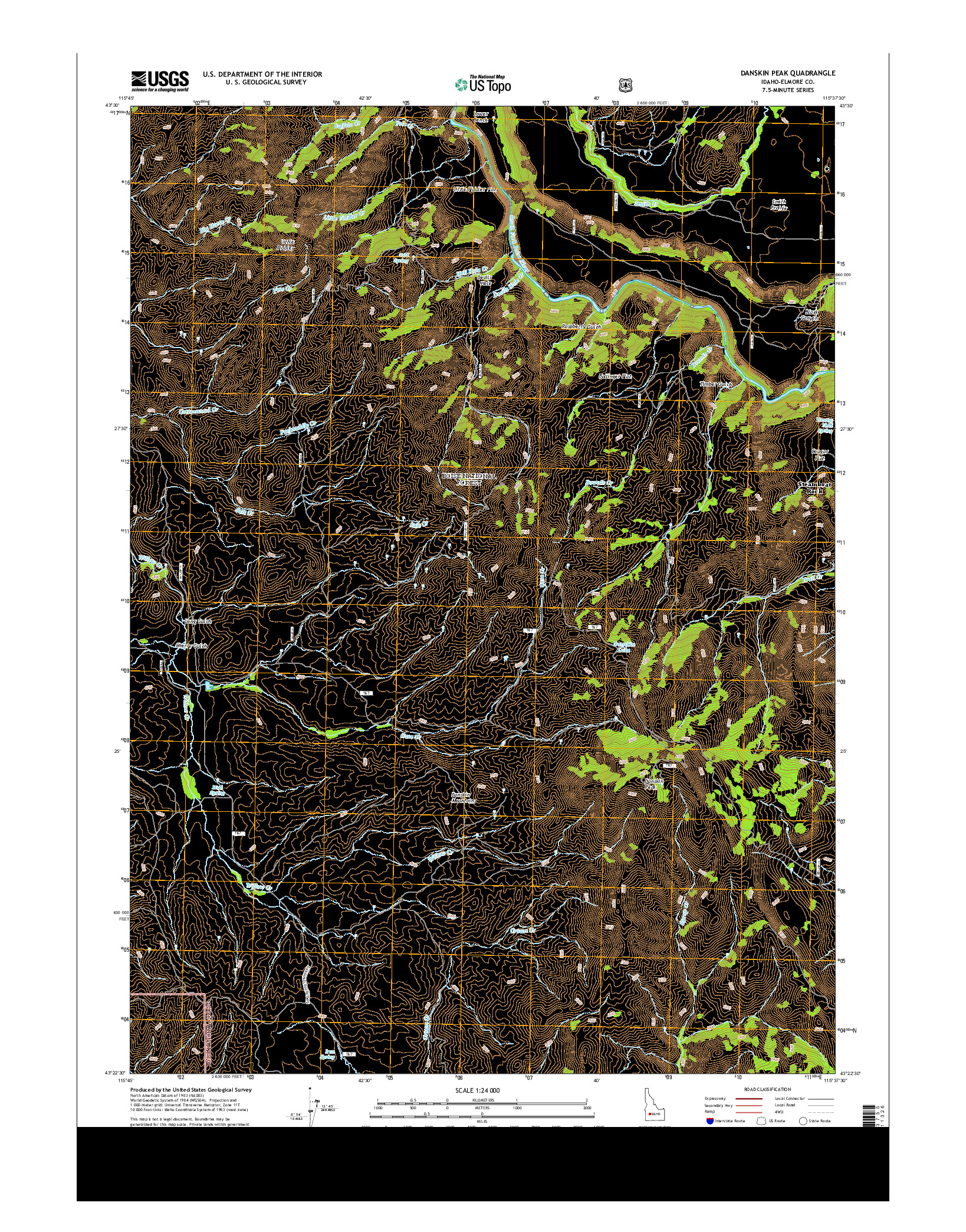 USGS US TOPO 7.5-MINUTE MAP FOR DANSKIN PEAK, ID 2013