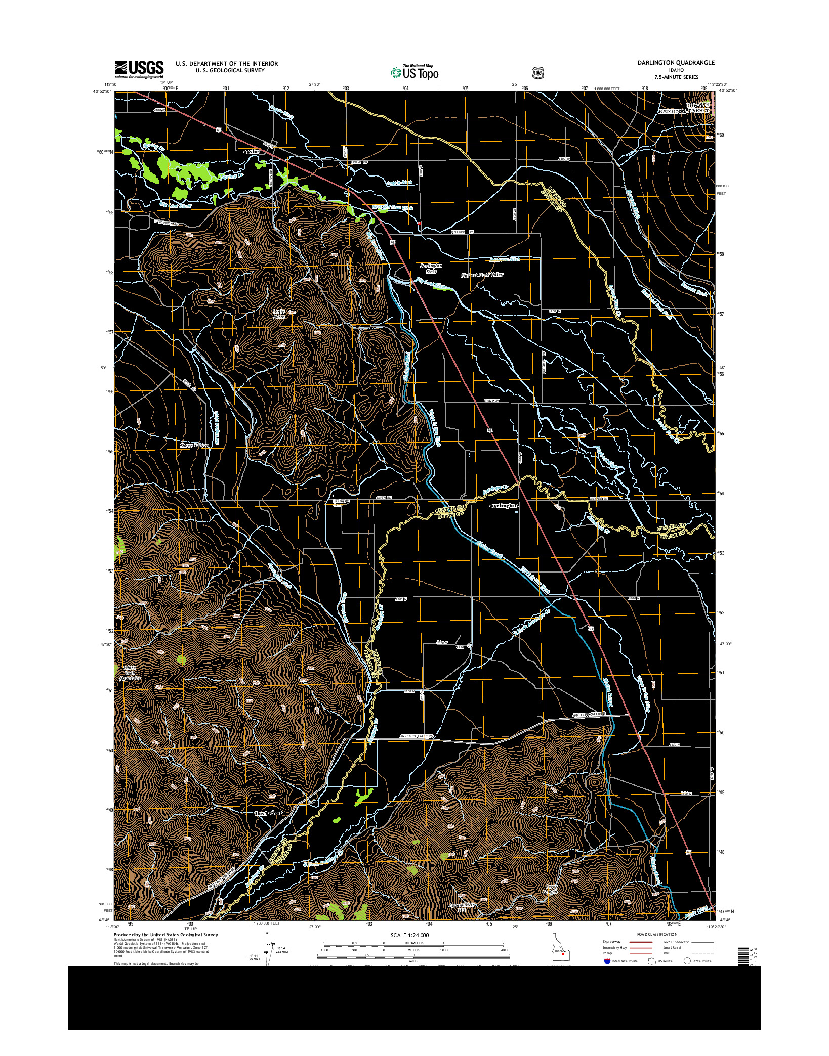 USGS US TOPO 7.5-MINUTE MAP FOR DARLINGTON, ID 2013