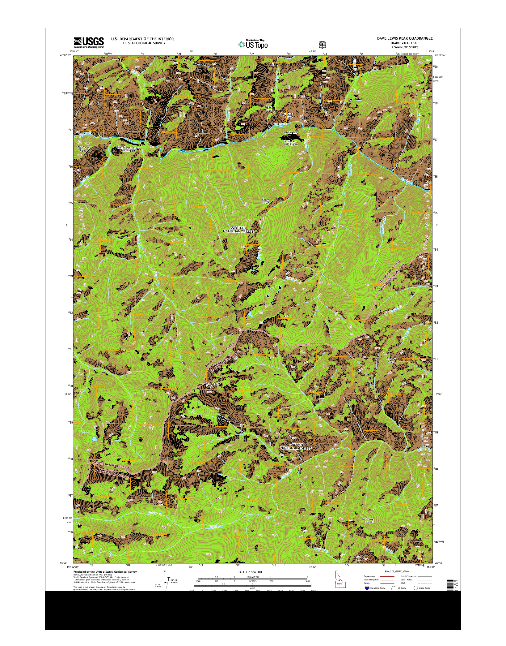 USGS US TOPO 7.5-MINUTE MAP FOR DAVE LEWIS PEAK, ID 2013