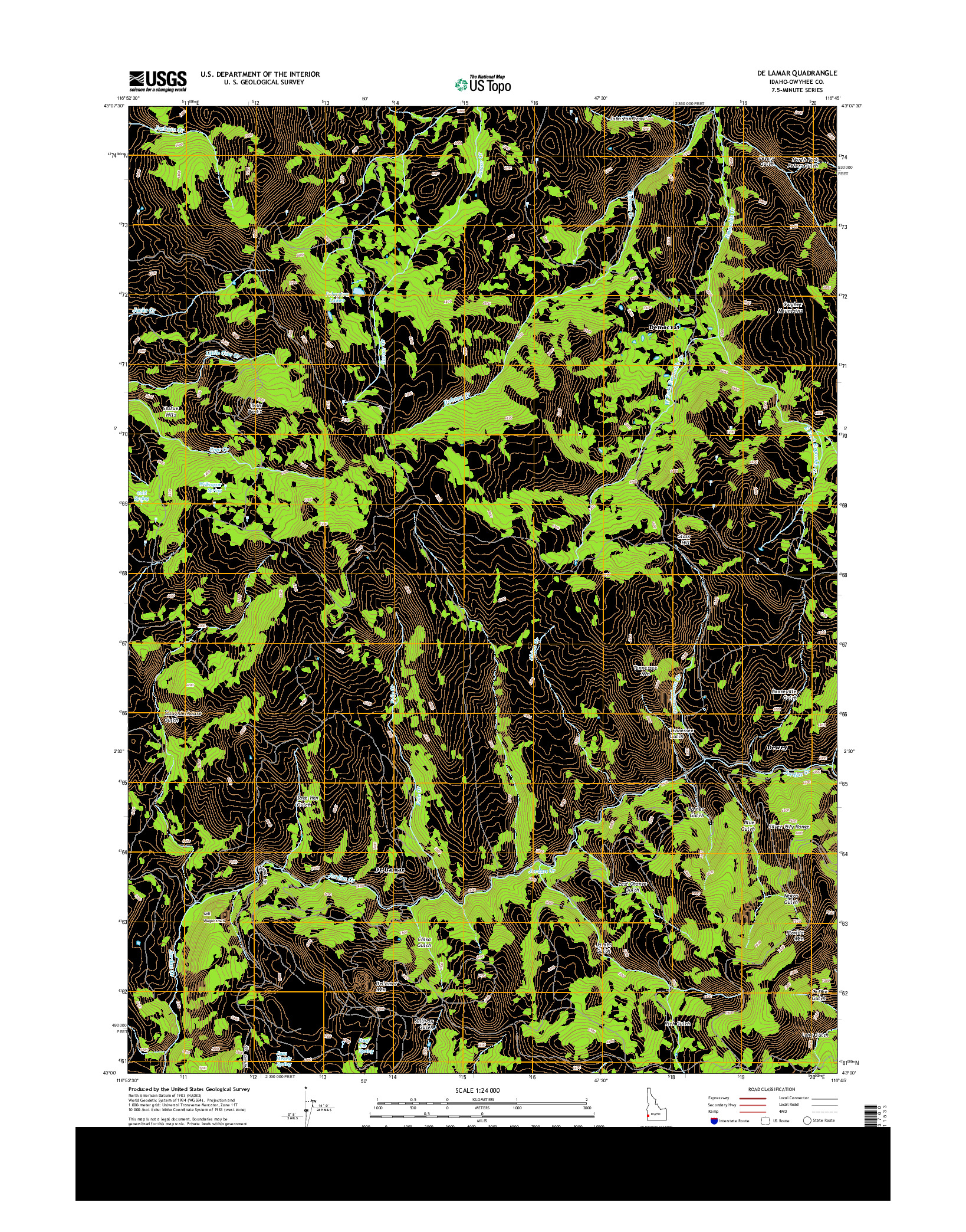 USGS US TOPO 7.5-MINUTE MAP FOR DE LAMAR, ID 2013