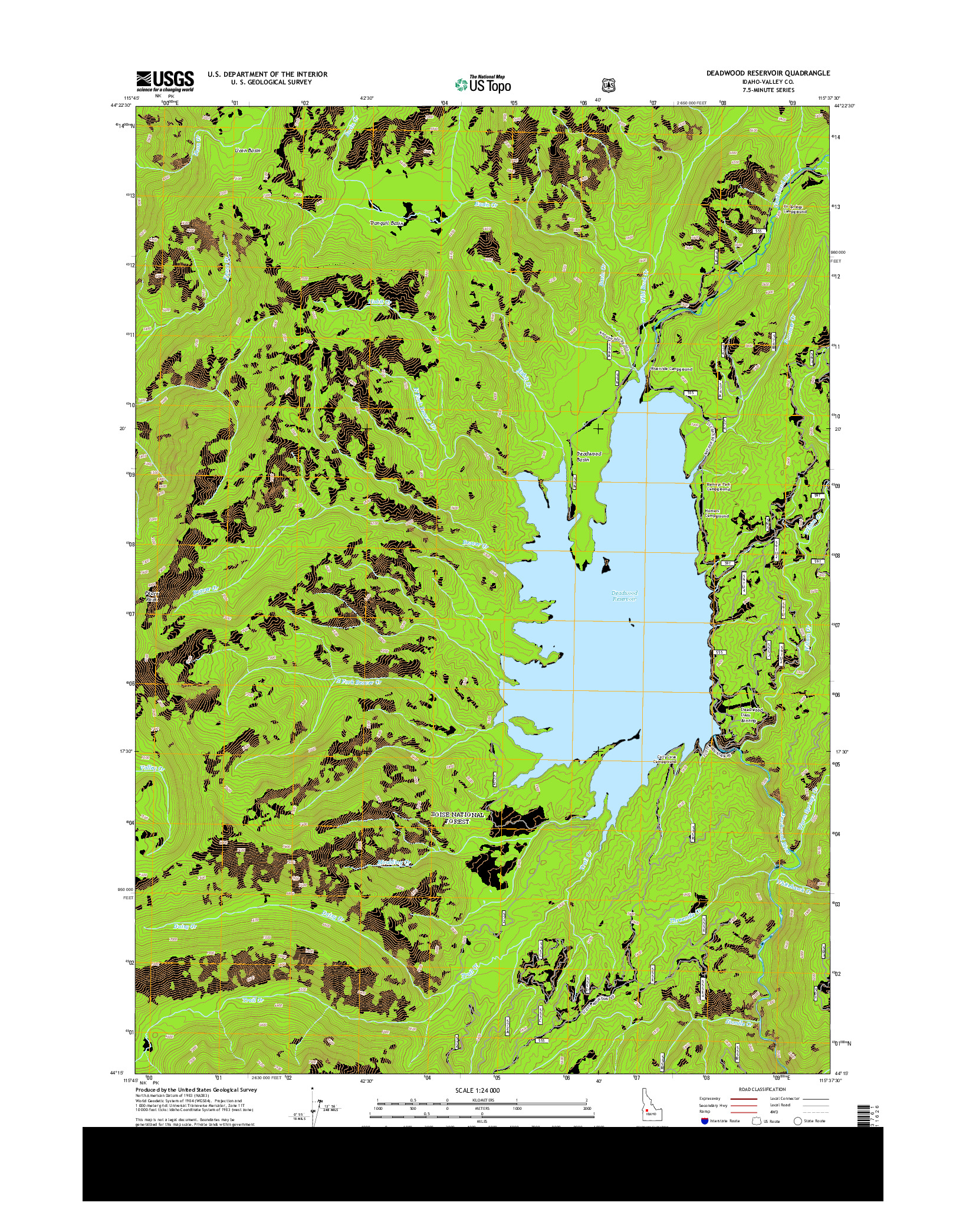 USGS US TOPO 7.5-MINUTE MAP FOR DEADWOOD RESERVOIR, ID 2013