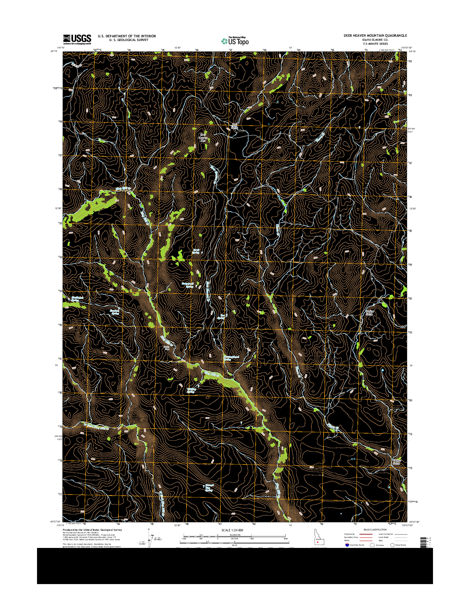 USGS US TOPO 7.5-MINUTE MAP FOR DEER HEAVEN MOUNTAIN, ID 2013