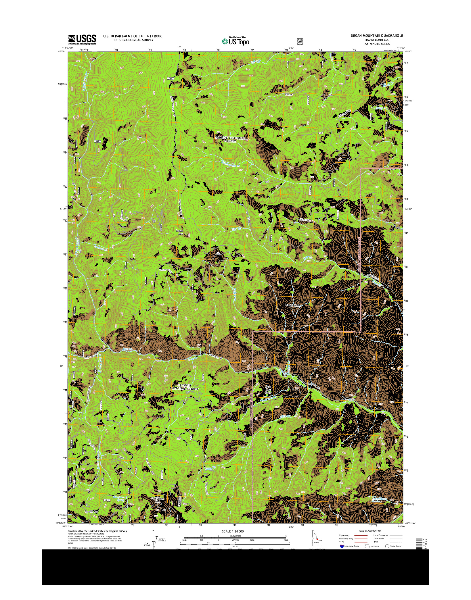 USGS US TOPO 7.5-MINUTE MAP FOR DEGAN MOUNTAIN, ID 2013