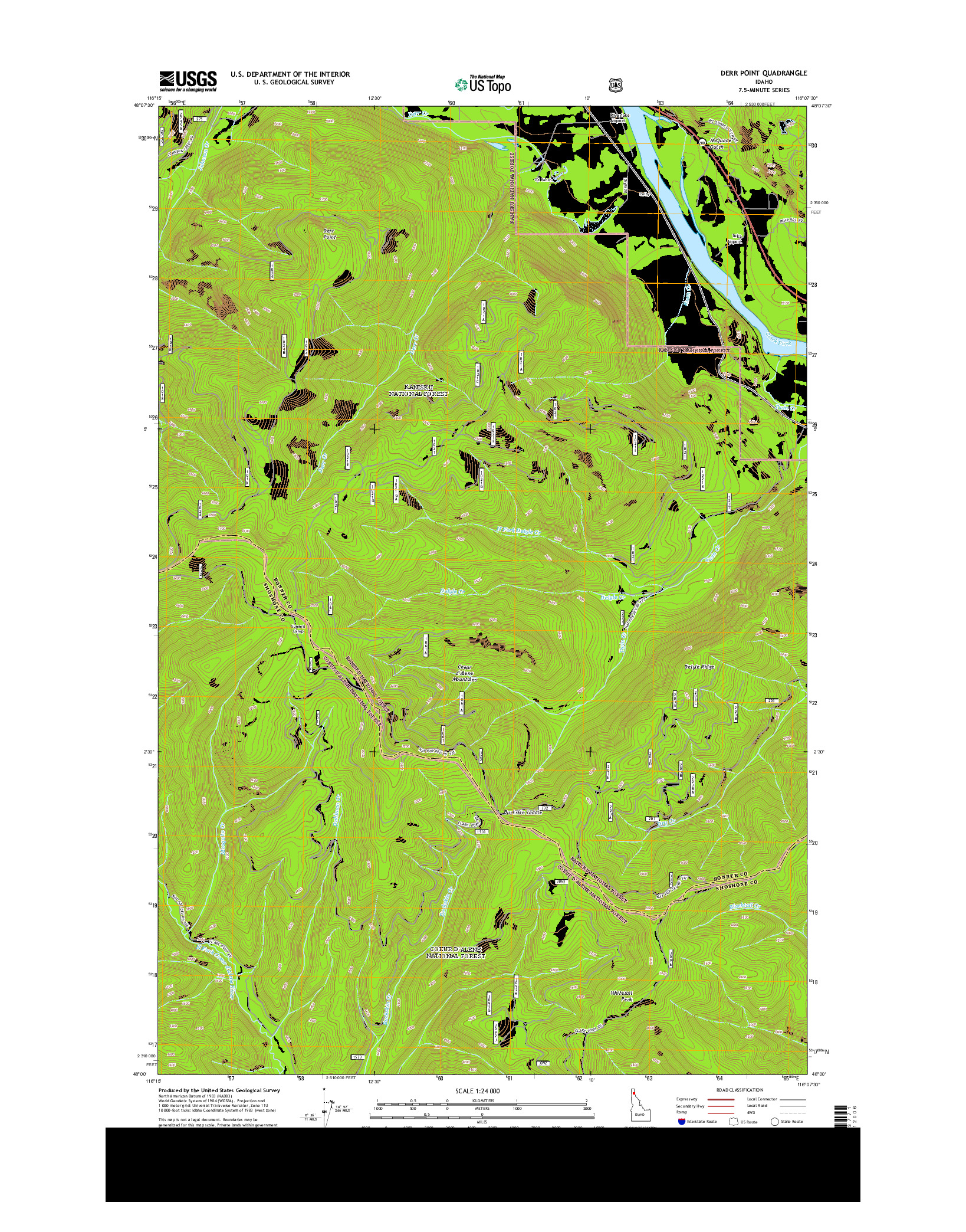 USGS US TOPO 7.5-MINUTE MAP FOR DERR POINT, ID 2013