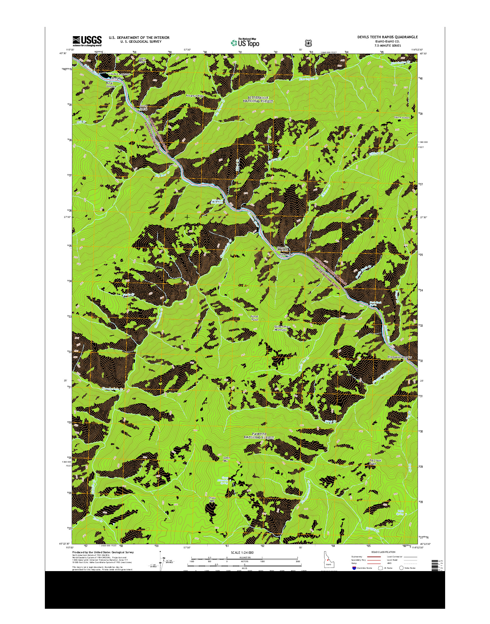 USGS US TOPO 7.5-MINUTE MAP FOR DEVILS TEETH RAPIDS, ID 2013