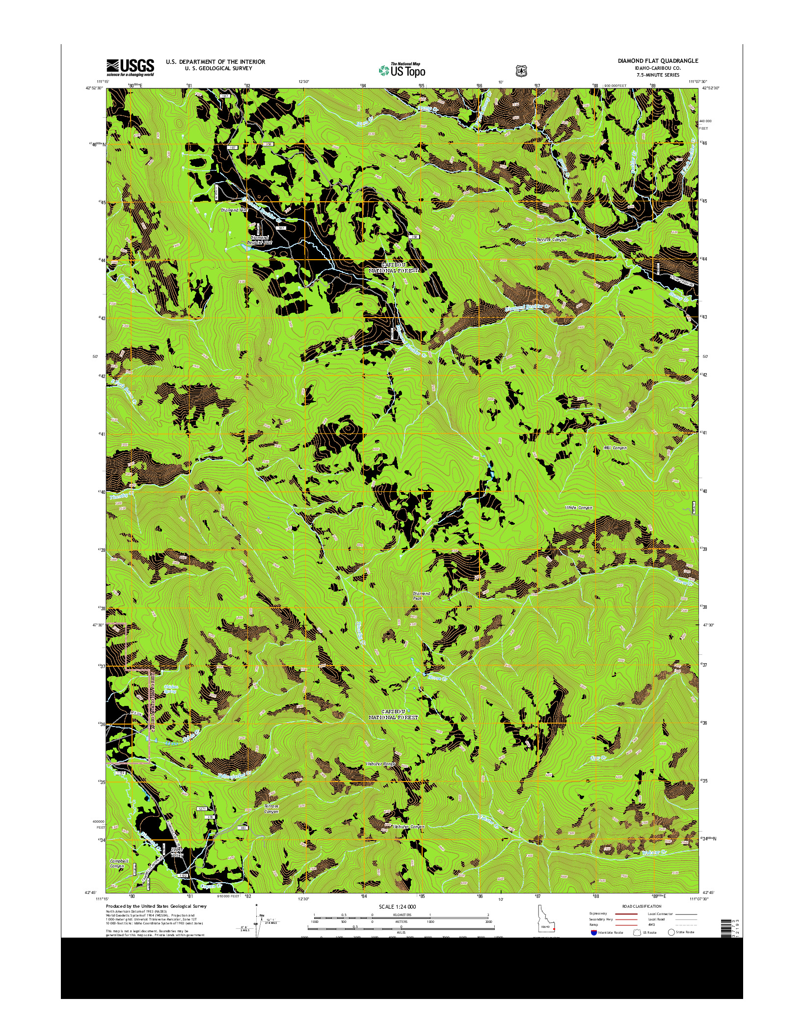 USGS US TOPO 7.5-MINUTE MAP FOR DIAMOND FLAT, ID 2013