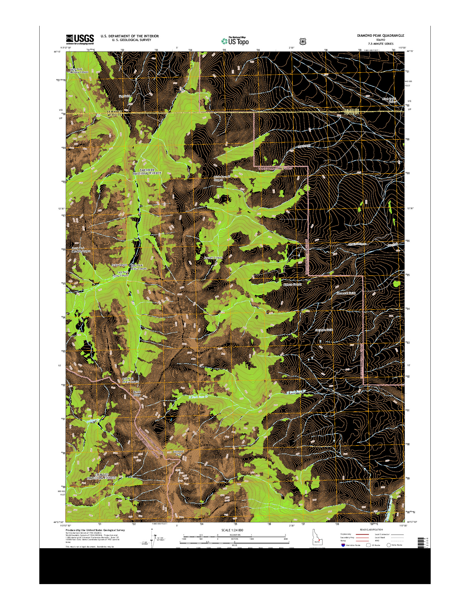 USGS US TOPO 7.5-MINUTE MAP FOR DIAMOND PEAK, ID 2013