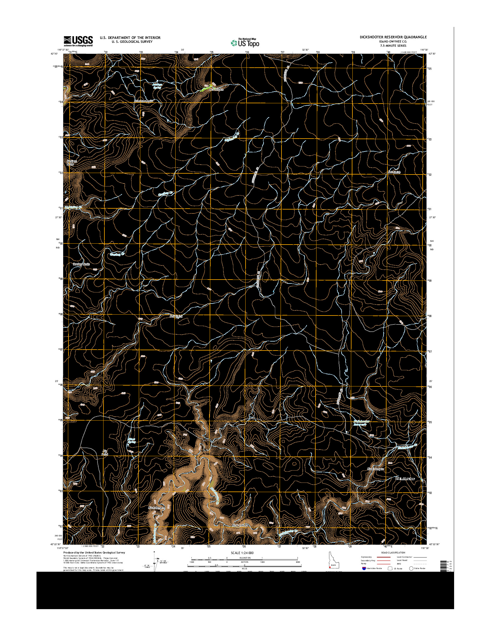 USGS US TOPO 7.5-MINUTE MAP FOR DICKSHOOTER RESERVOIR, ID 2013