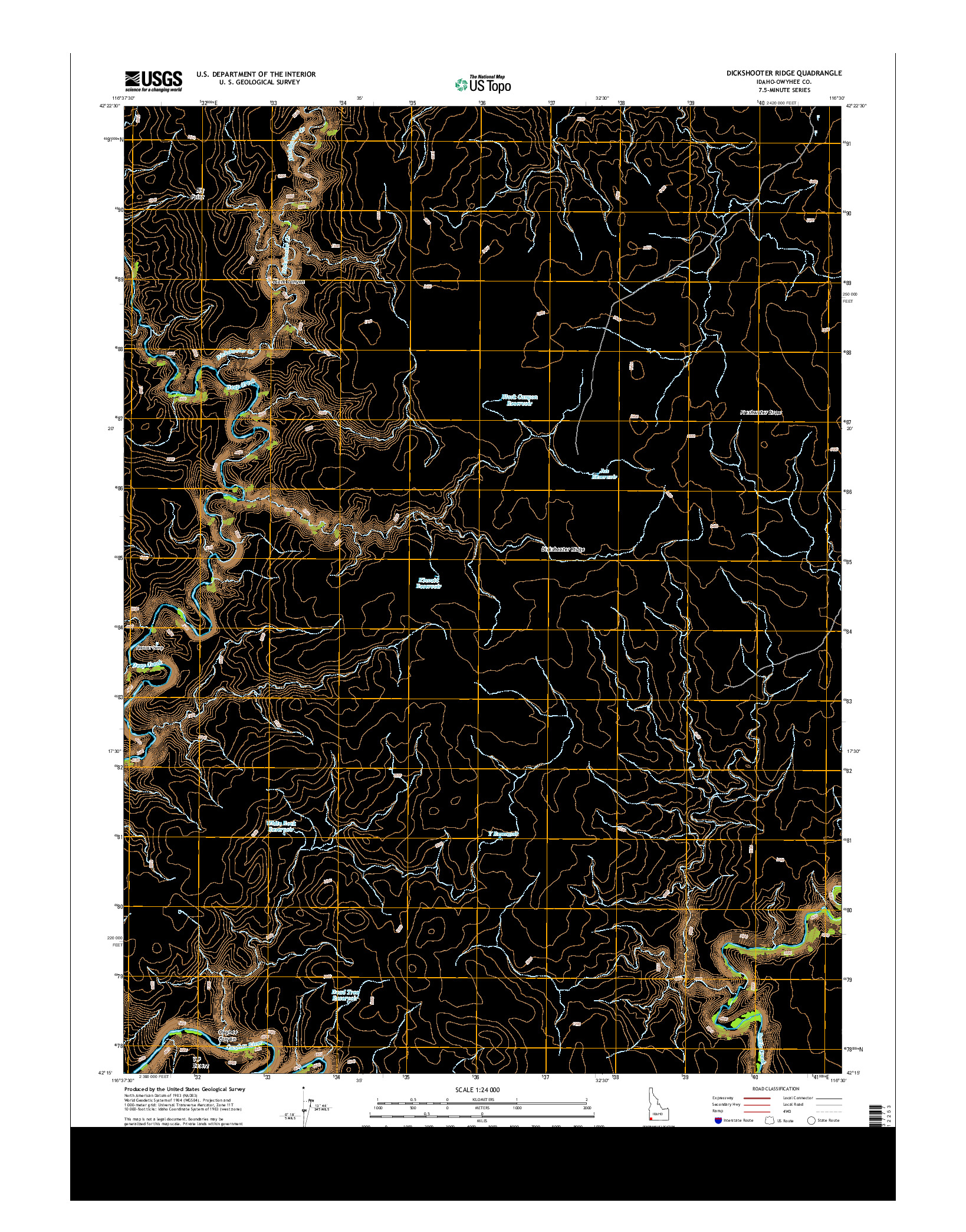 USGS US TOPO 7.5-MINUTE MAP FOR DICKSHOOTER RIDGE, ID 2013