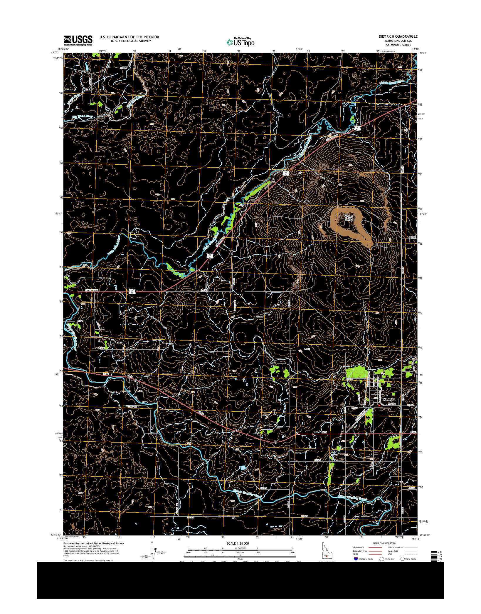 USGS US TOPO 7.5-MINUTE MAP FOR DIETRICH, ID 2013