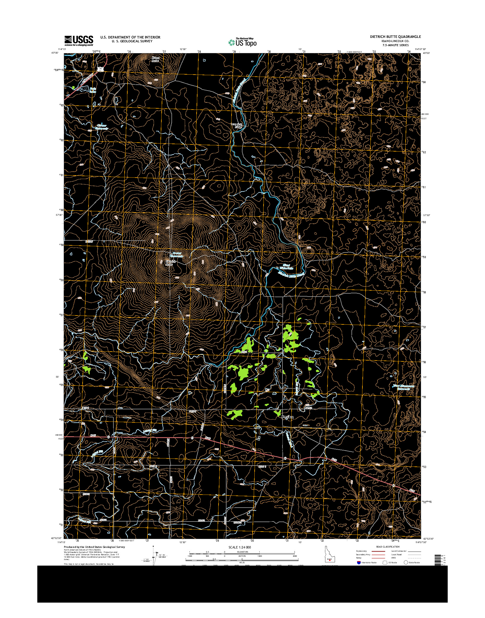 USGS US TOPO 7.5-MINUTE MAP FOR DIETRICH BUTTE, ID 2013