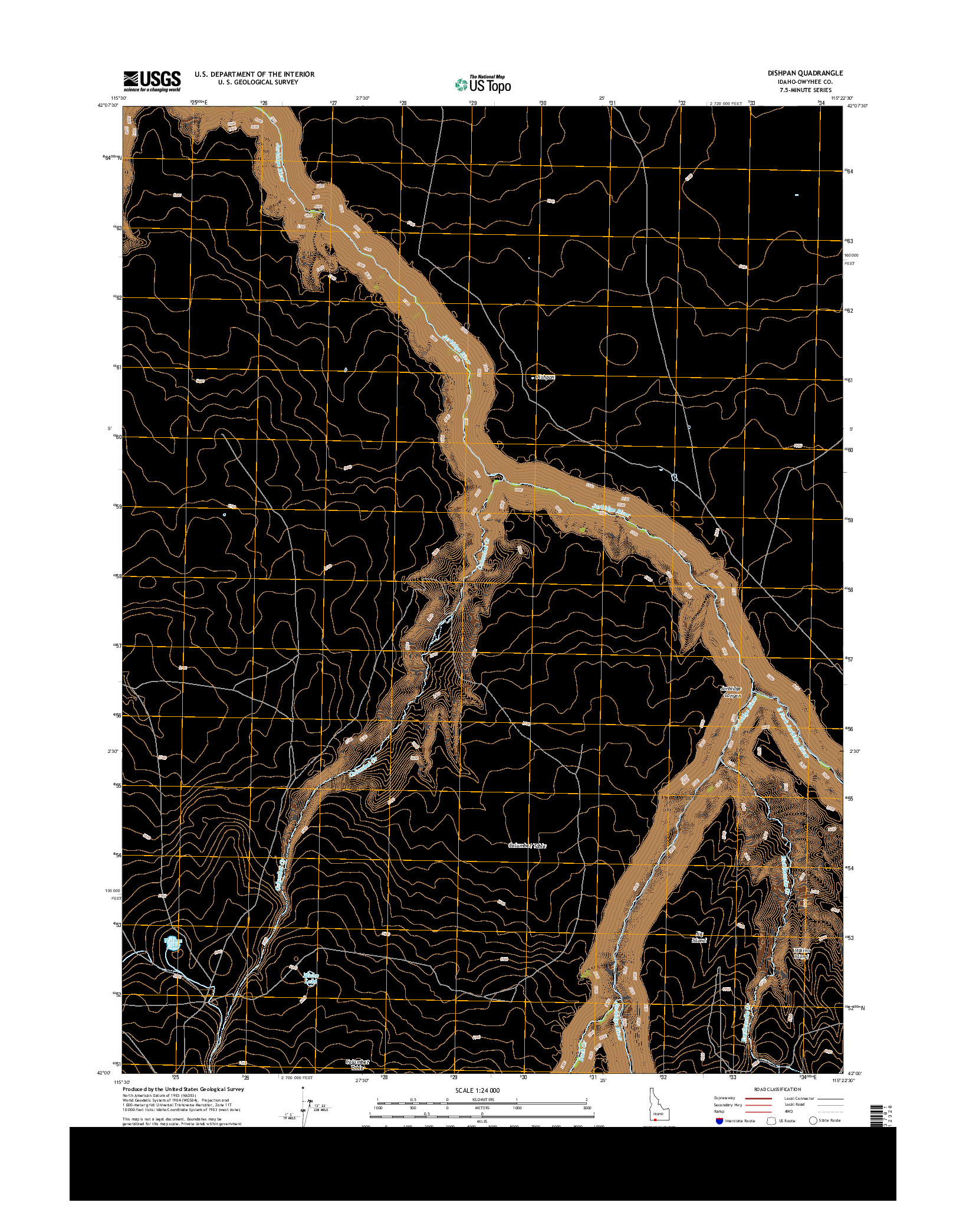 USGS US TOPO 7.5-MINUTE MAP FOR DISHPAN, ID 2013