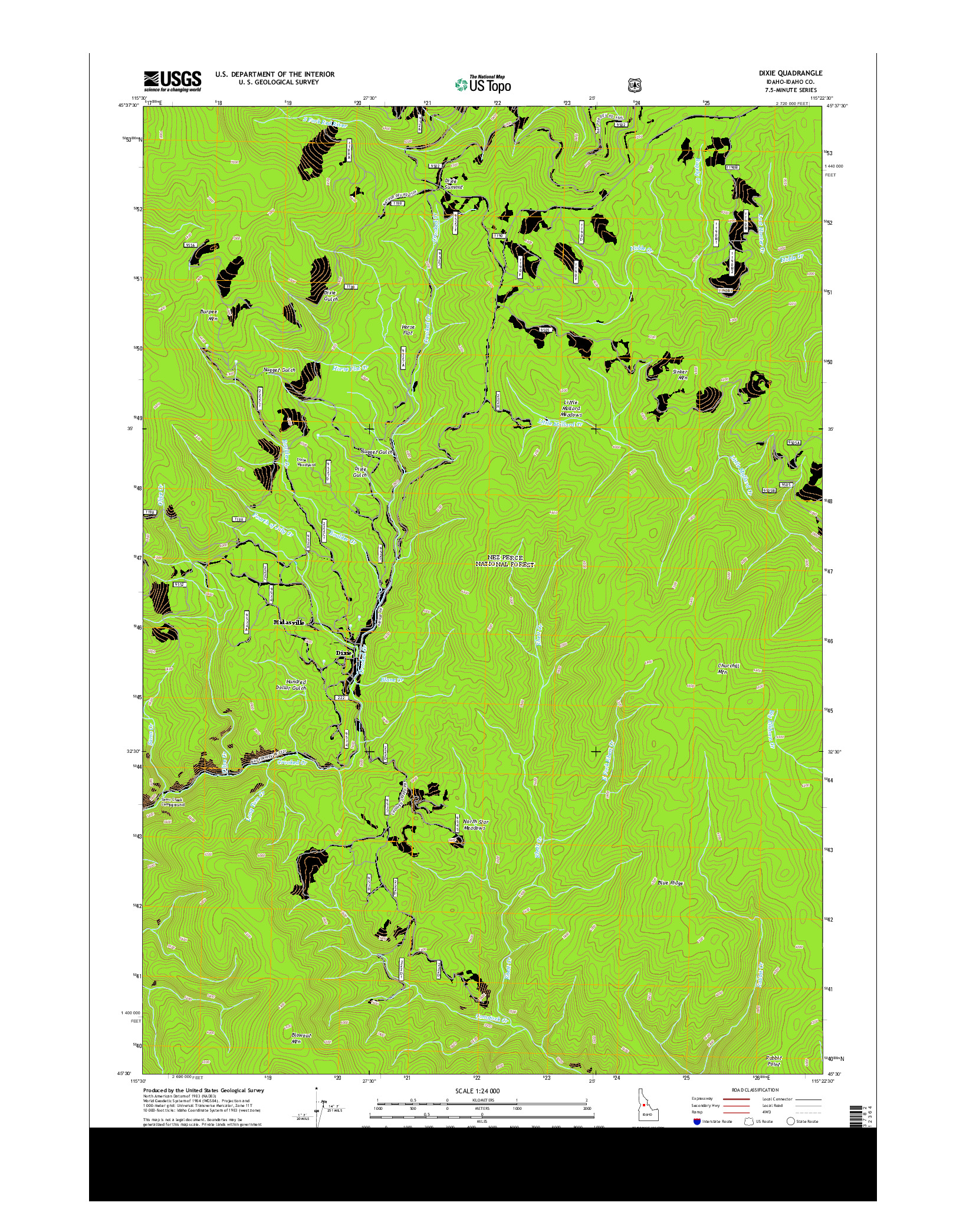 USGS US TOPO 7.5-MINUTE MAP FOR DIXIE, ID 2013