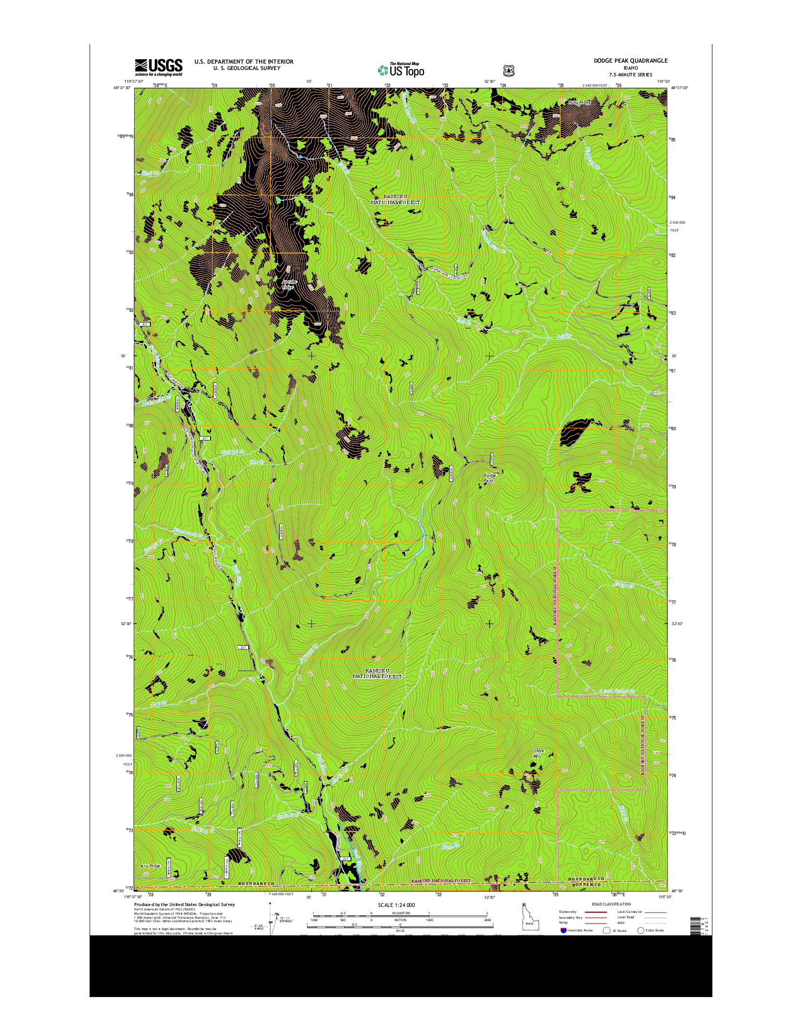 USGS US TOPO 7.5-MINUTE MAP FOR DODGE PEAK, ID 2013
