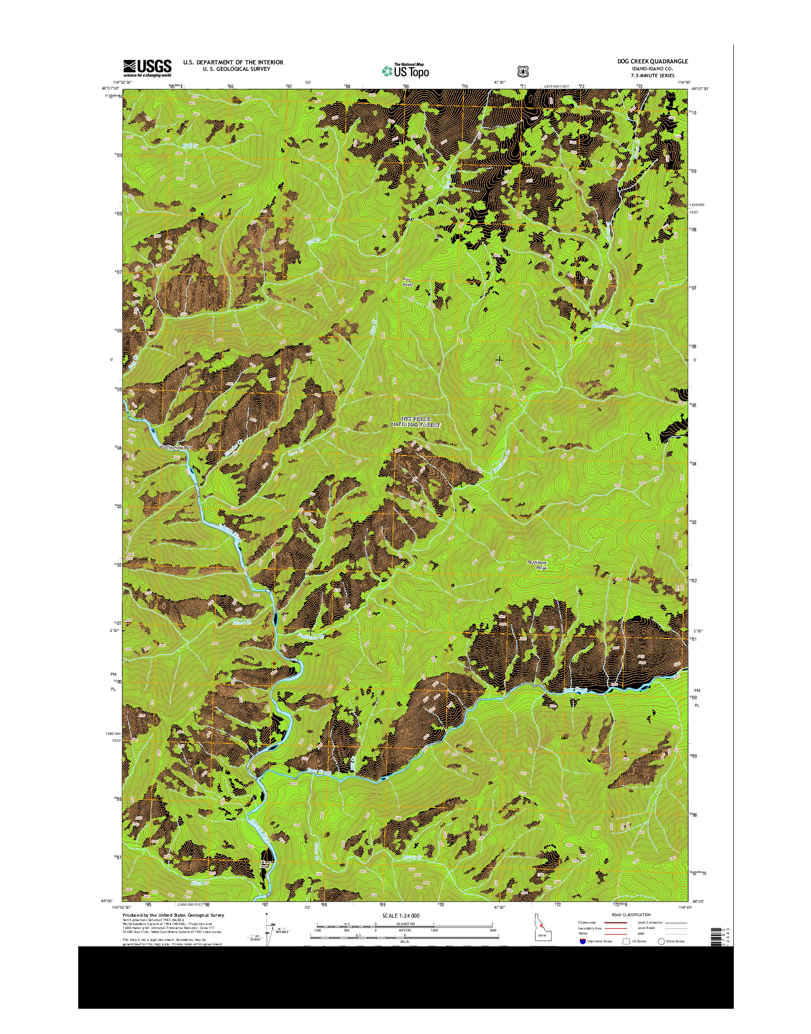 USGS US TOPO 7.5-MINUTE MAP FOR DOG CREEK, ID 2013