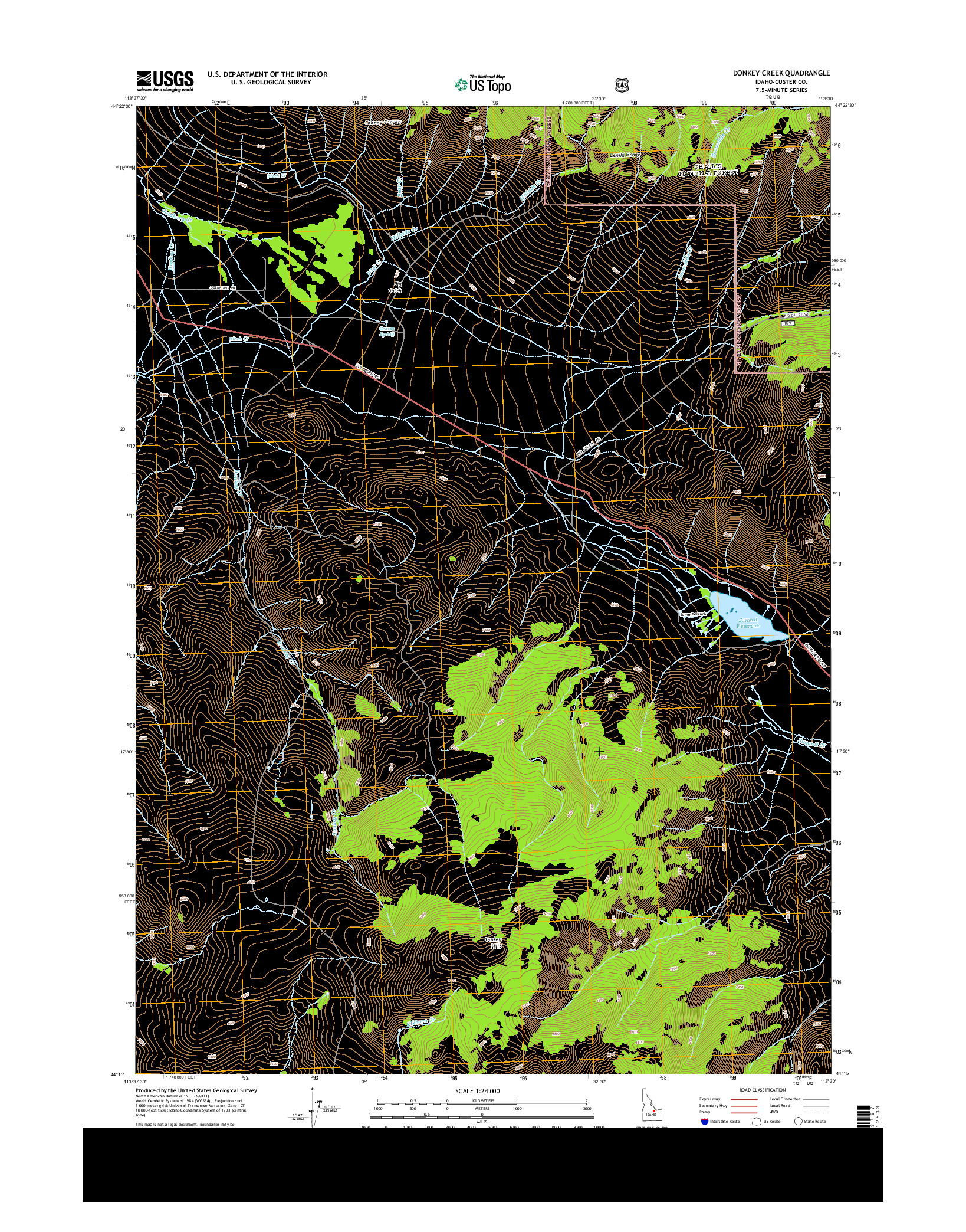 USGS US TOPO 7.5-MINUTE MAP FOR DONKEY CREEK, ID 2013