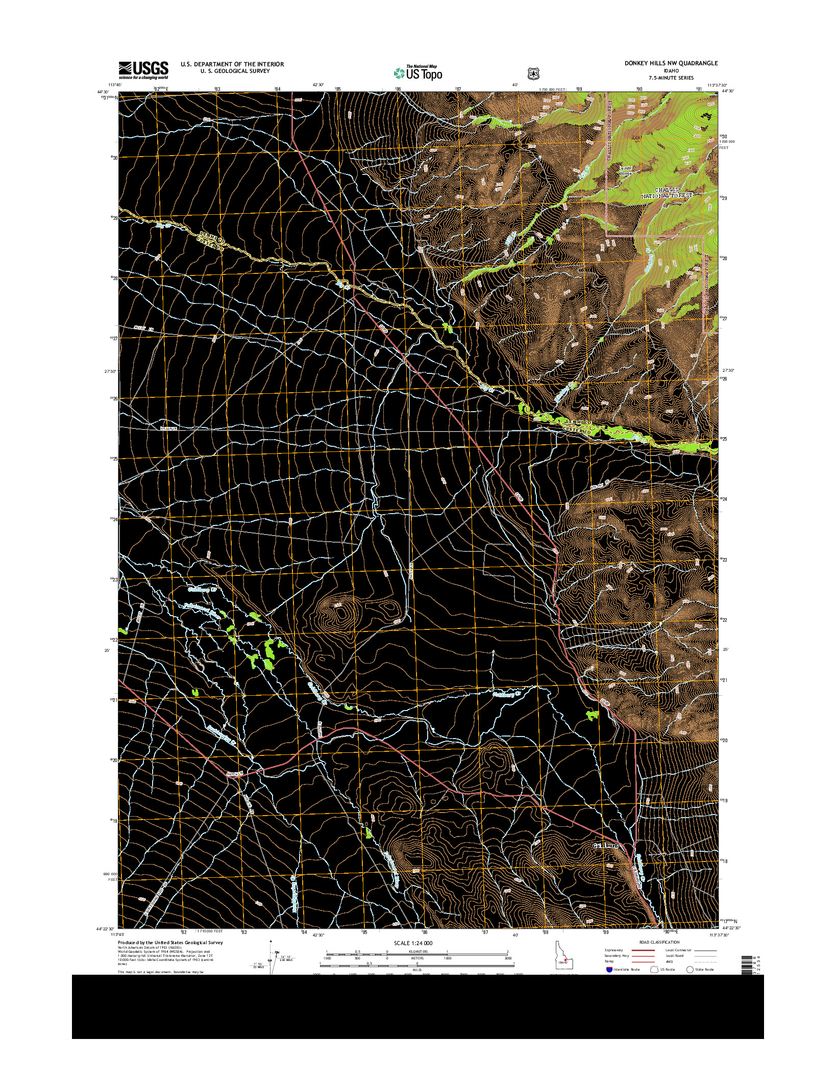 USGS US TOPO 7.5-MINUTE MAP FOR DONKEY HILLS NW, ID 2013