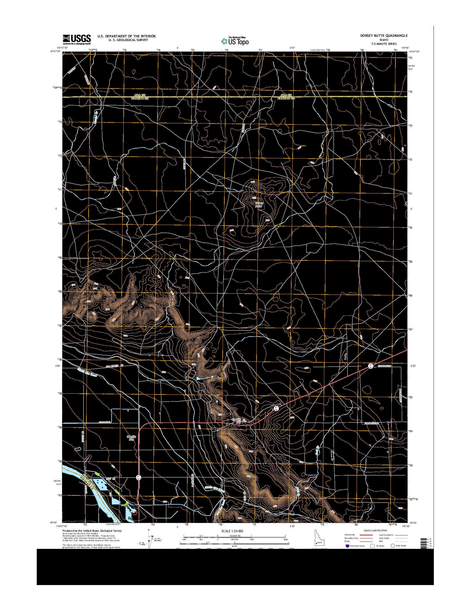 USGS US TOPO 7.5-MINUTE MAP FOR DORSEY BUTTE, ID 2013