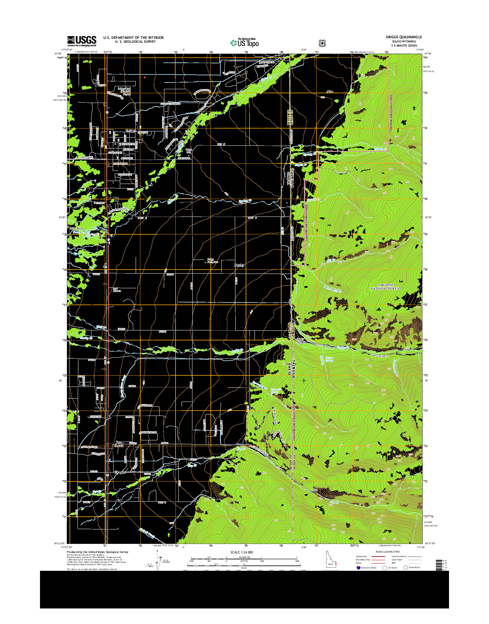 USGS US TOPO 7.5-MINUTE MAP FOR DRIGGS, ID-WY 2013