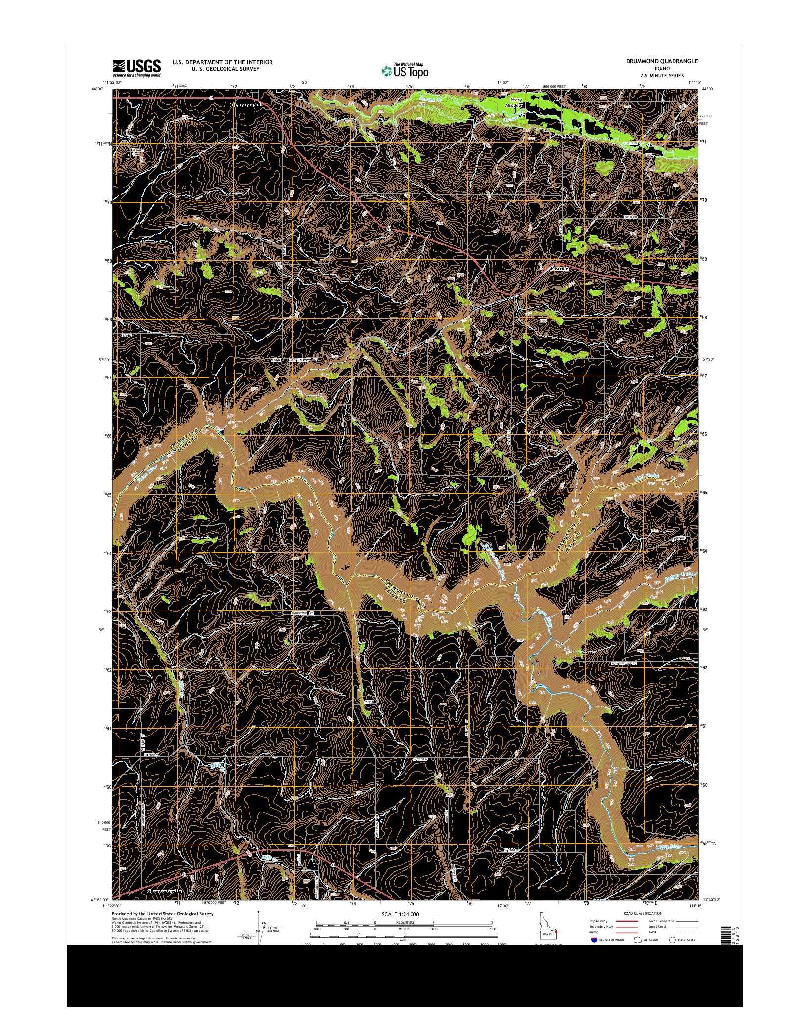 USGS US TOPO 7.5-MINUTE MAP FOR DRUMMOND, ID 2013