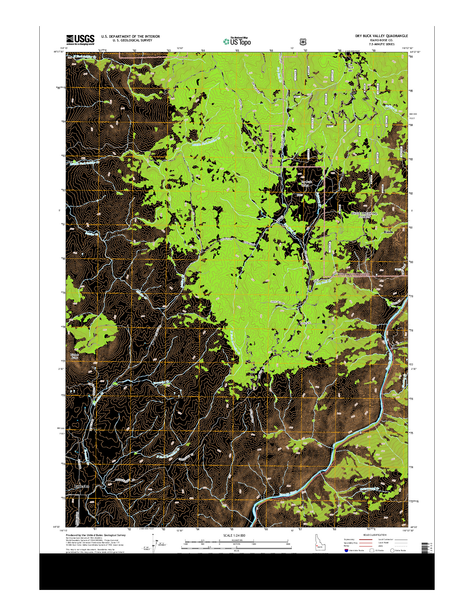 USGS US TOPO 7.5-MINUTE MAP FOR DRY BUCK VALLEY, ID 2013