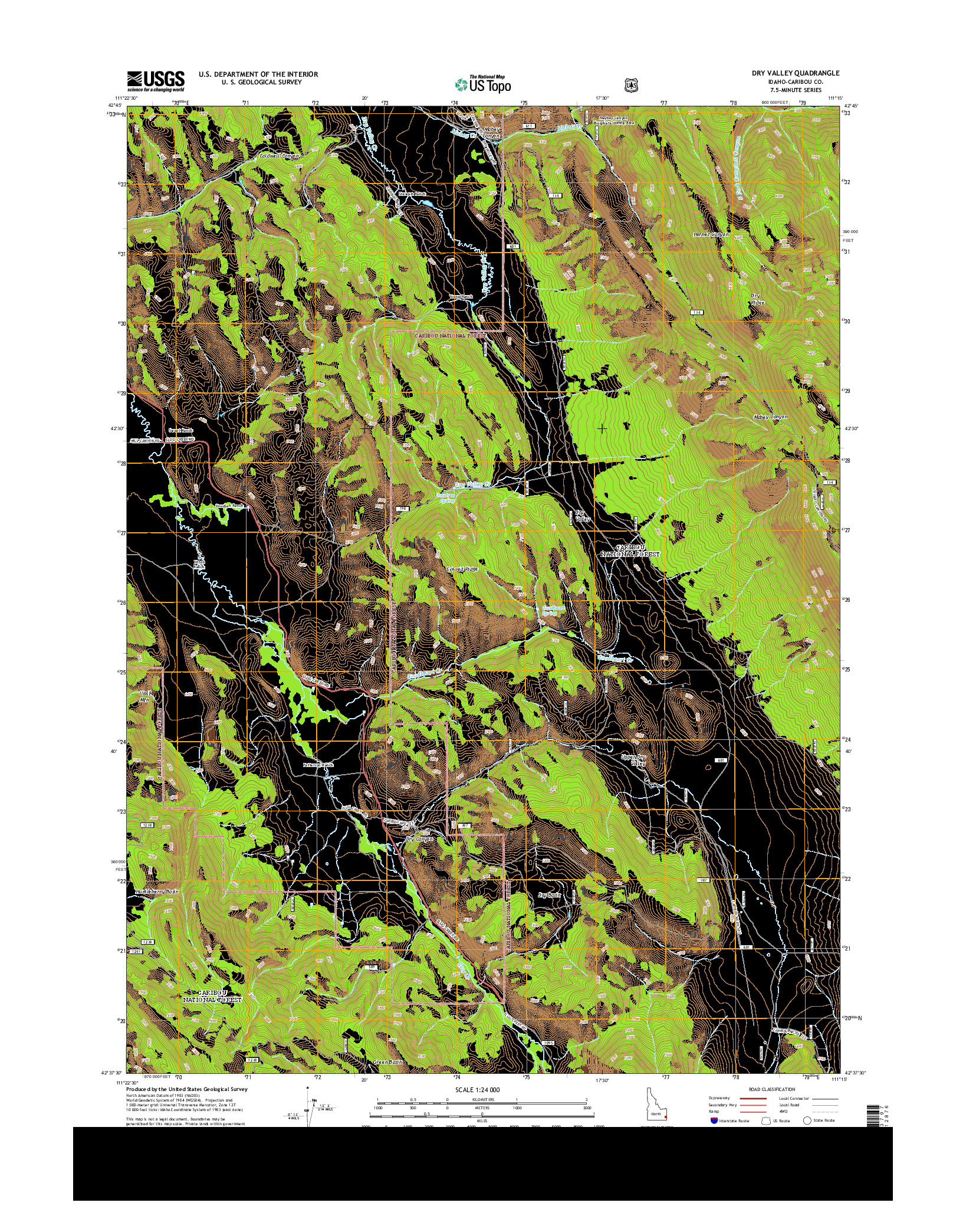 USGS US TOPO 7.5-MINUTE MAP FOR DRY VALLEY, ID 2013