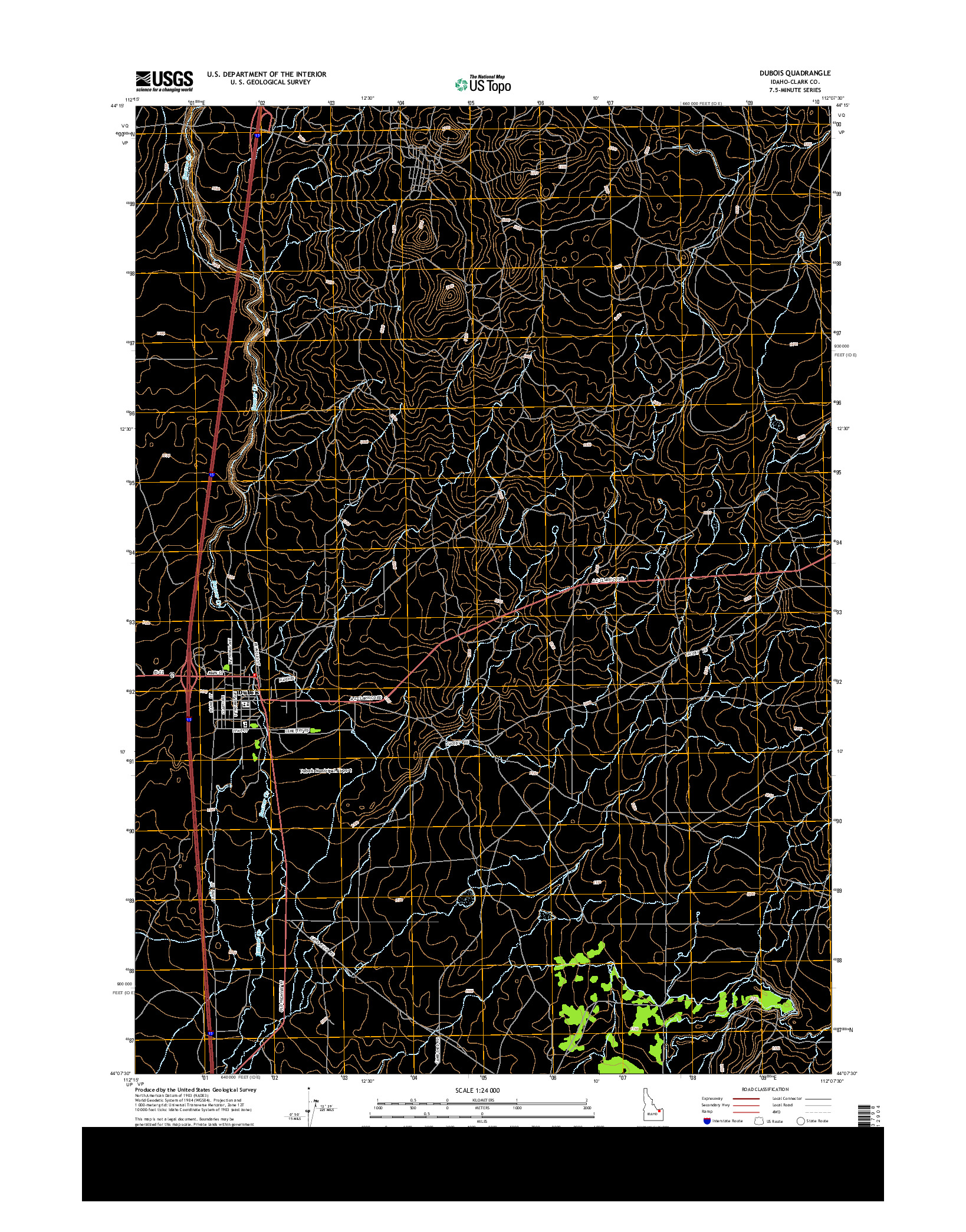USGS US TOPO 7.5-MINUTE MAP FOR DUBOIS, ID 2013