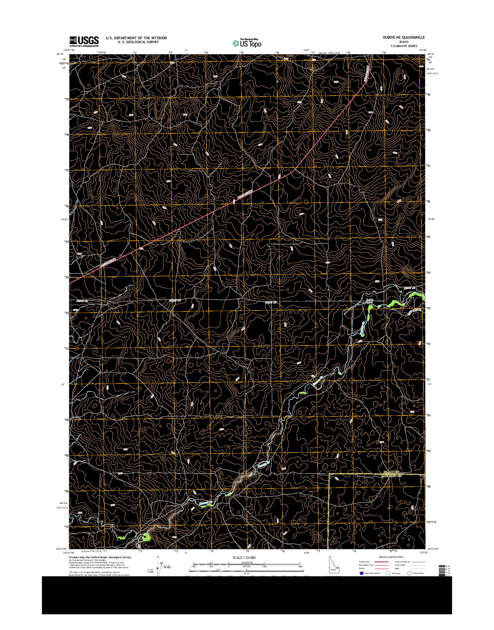 USGS US TOPO 7.5-MINUTE MAP FOR DUBOIS NE, ID 2013