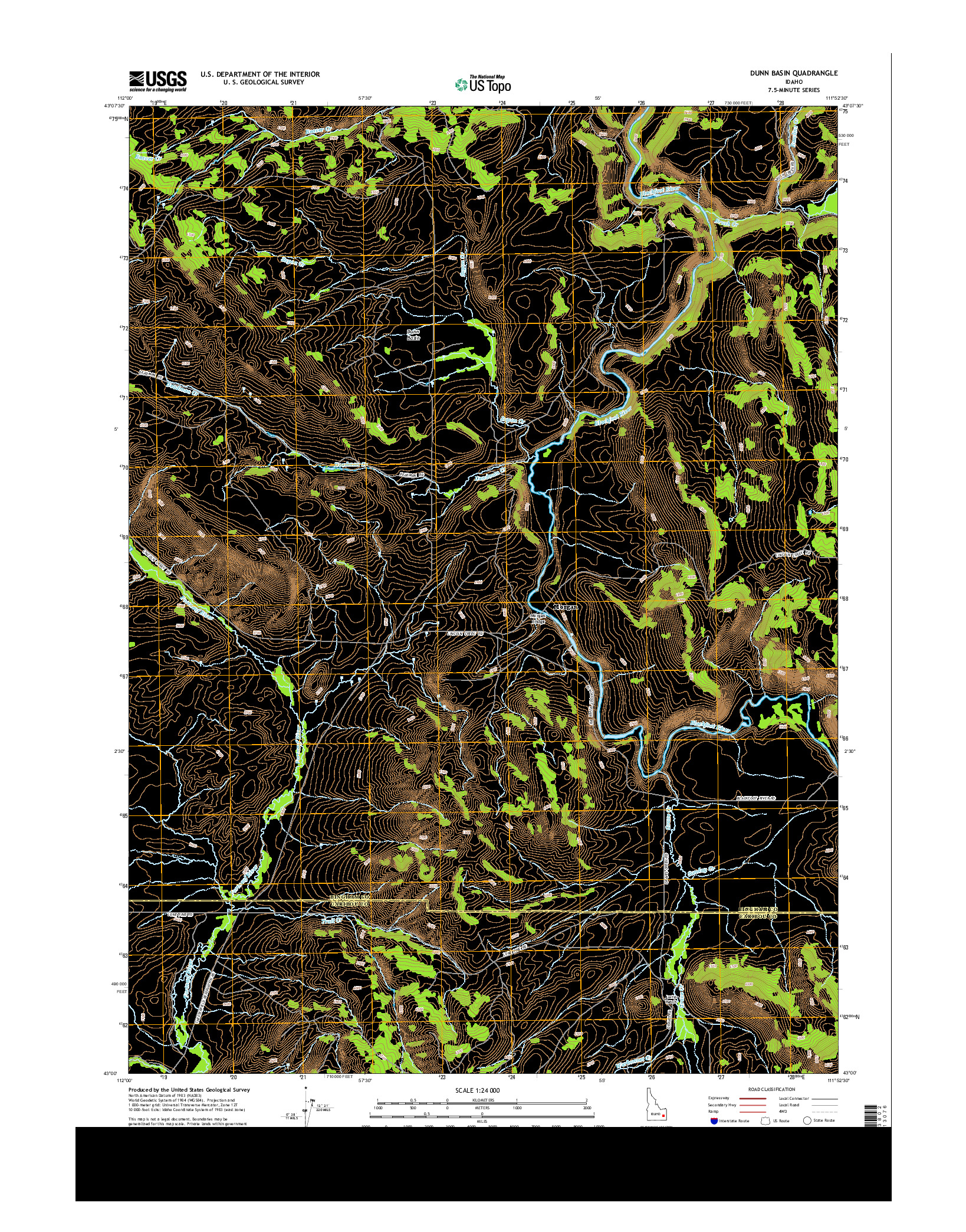 USGS US TOPO 7.5-MINUTE MAP FOR DUNN BASIN, ID 2013