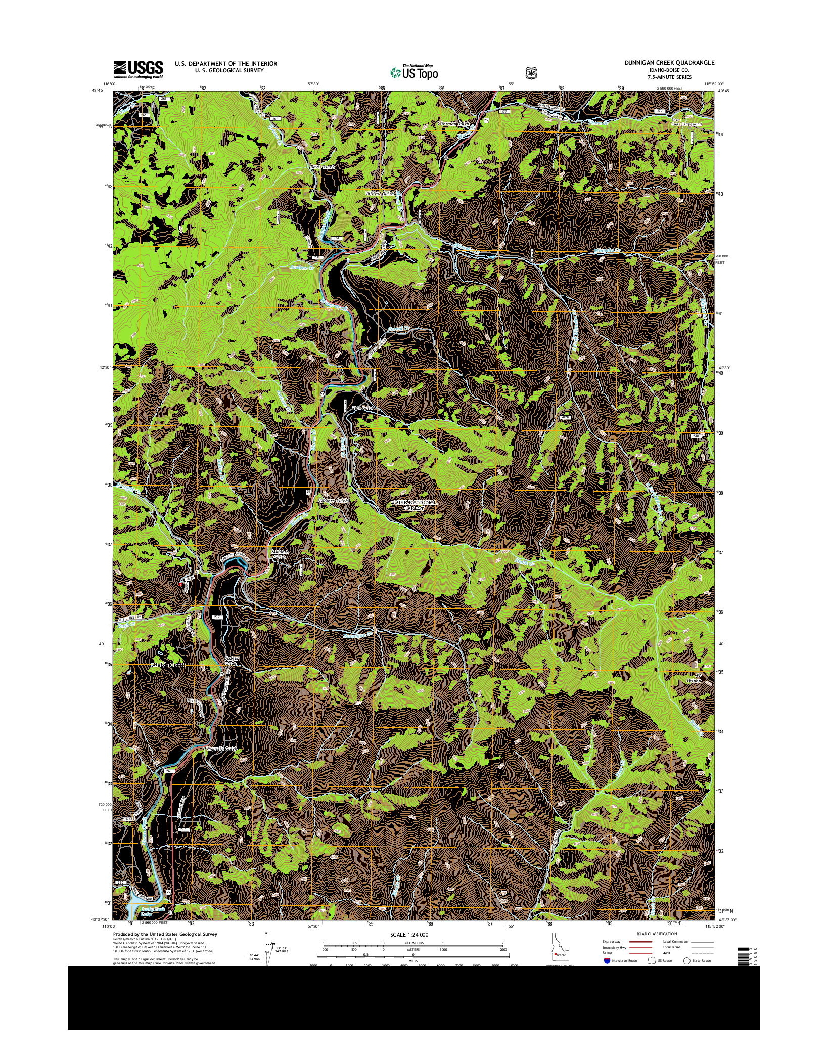 USGS US TOPO 7.5-MINUTE MAP FOR DUNNIGAN CREEK, ID 2013