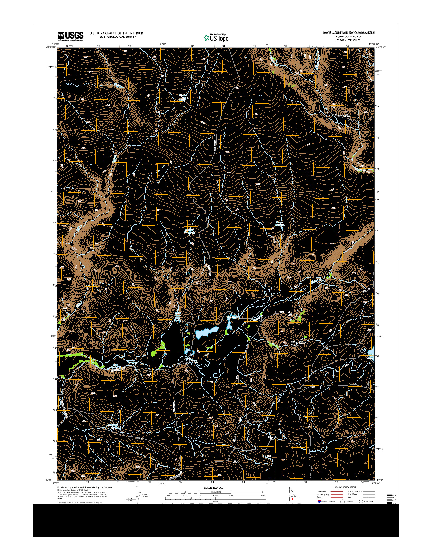 USGS US TOPO 7.5-MINUTE MAP FOR DAVIS MOUNTAIN SW, ID 2013