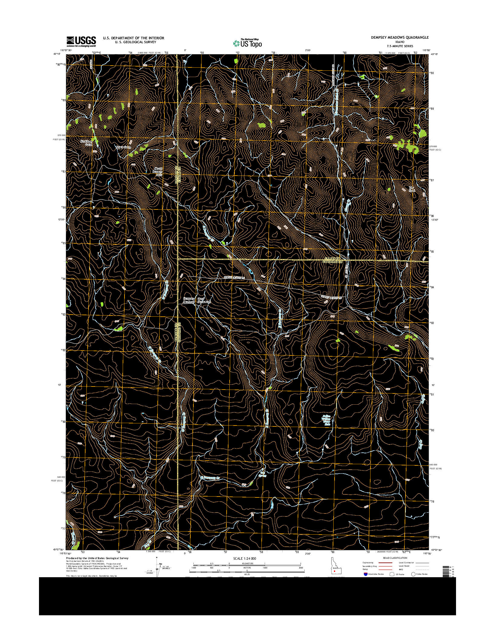 USGS US TOPO 7.5-MINUTE MAP FOR DEMPSEY MEADOWS, ID 2013
