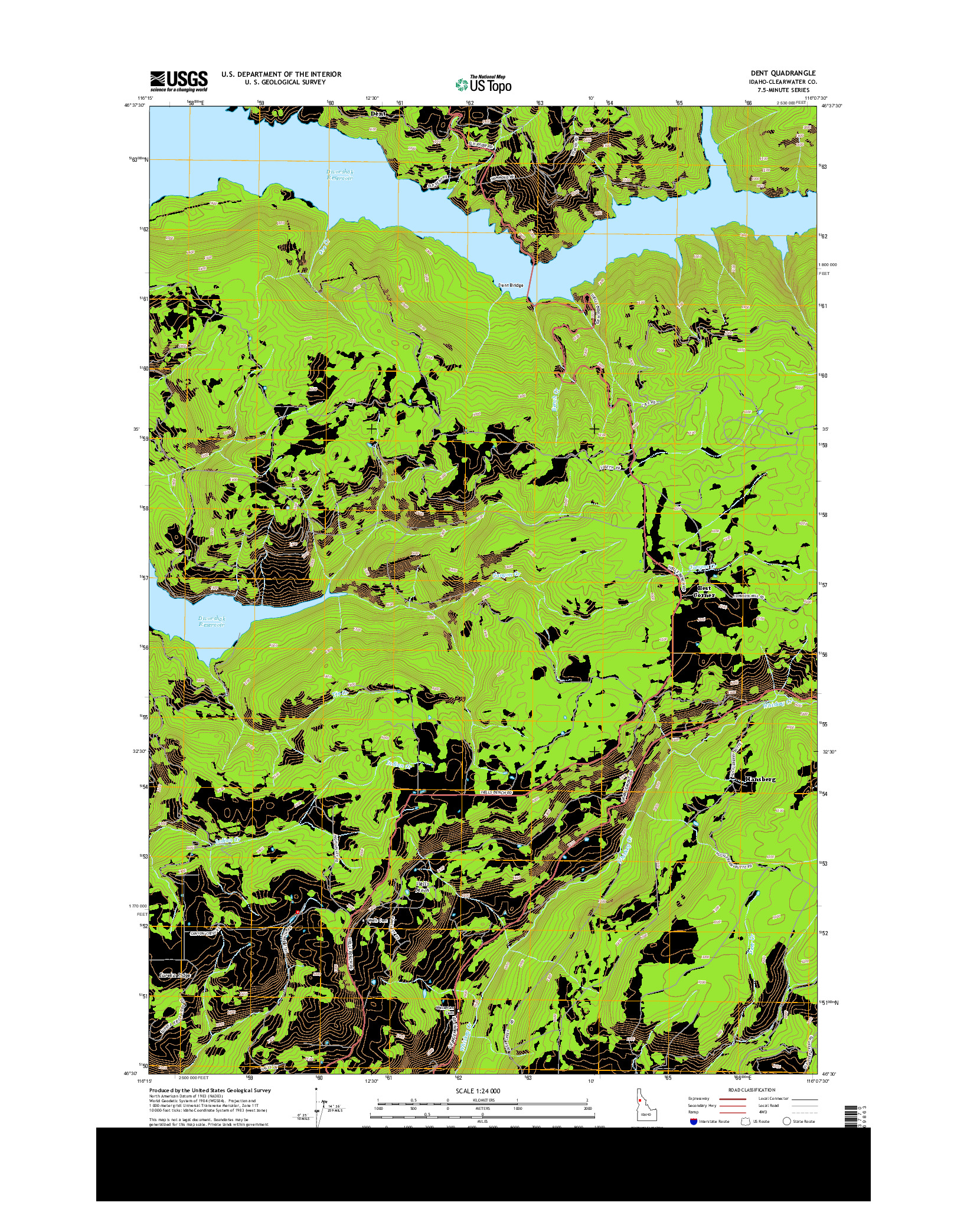 USGS US TOPO 7.5-MINUTE MAP FOR DENT, ID 2013