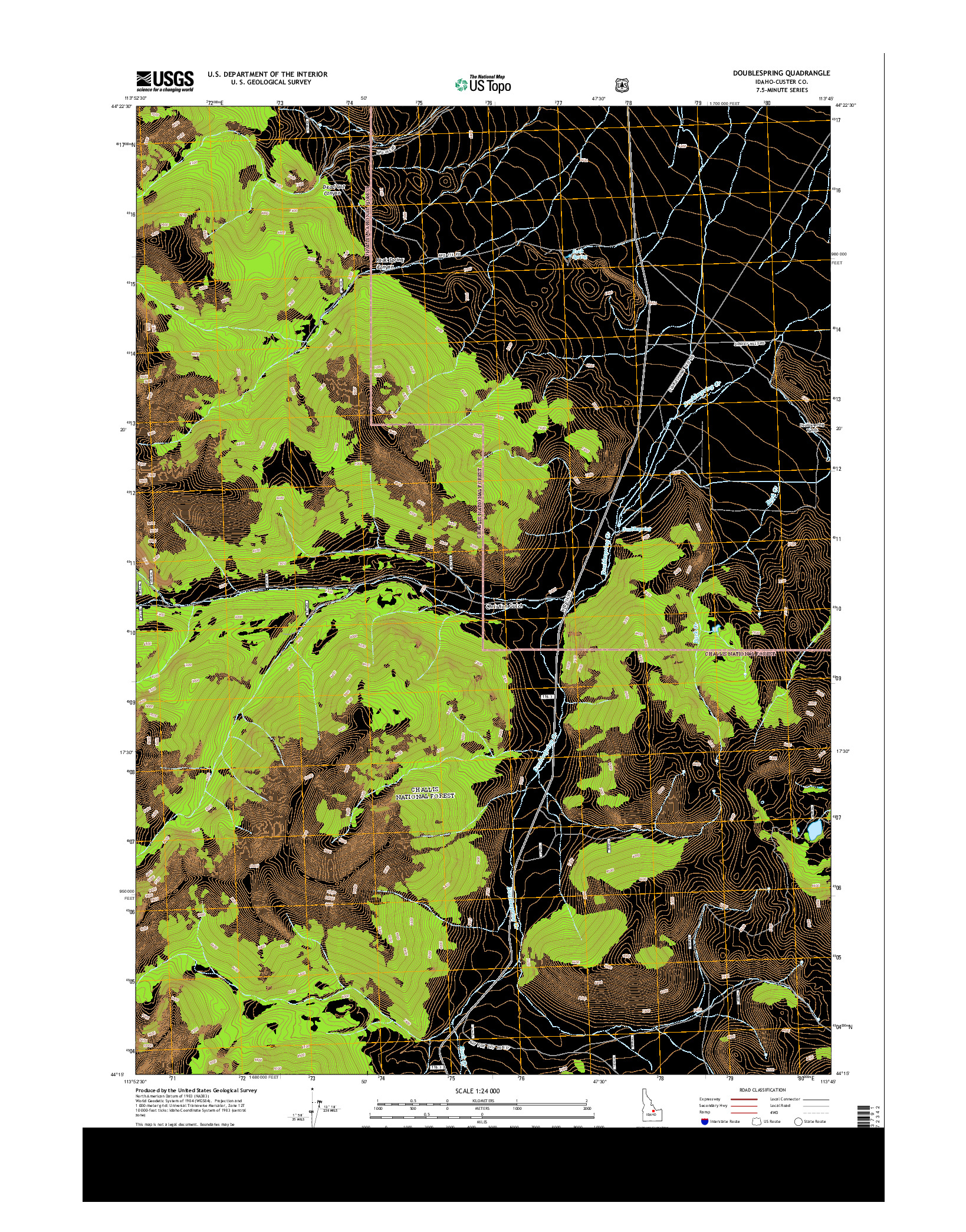 USGS US TOPO 7.5-MINUTE MAP FOR DOUBLESPRING, ID 2013