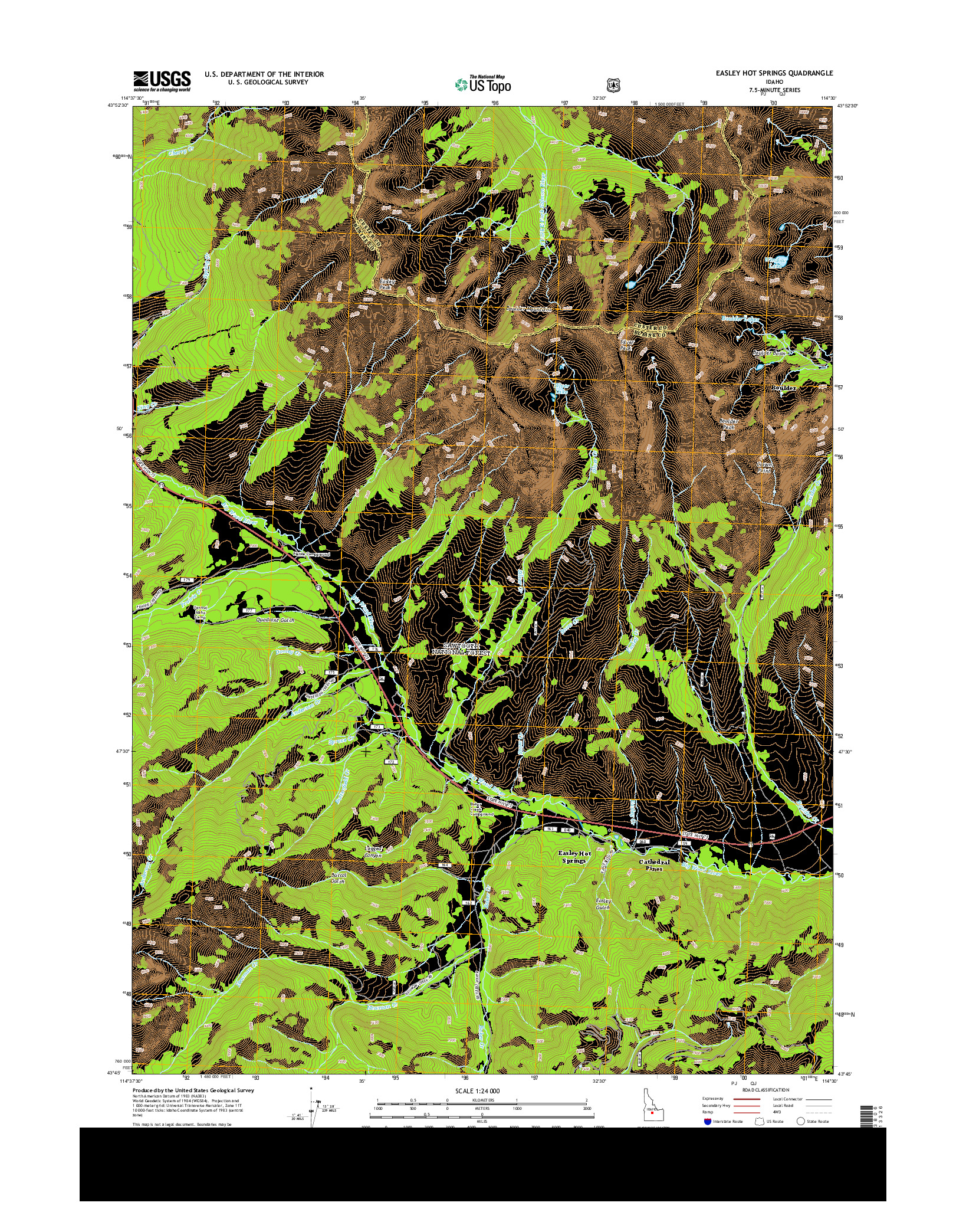 USGS US TOPO 7.5-MINUTE MAP FOR EASLEY HOT SPRINGS, ID 2013